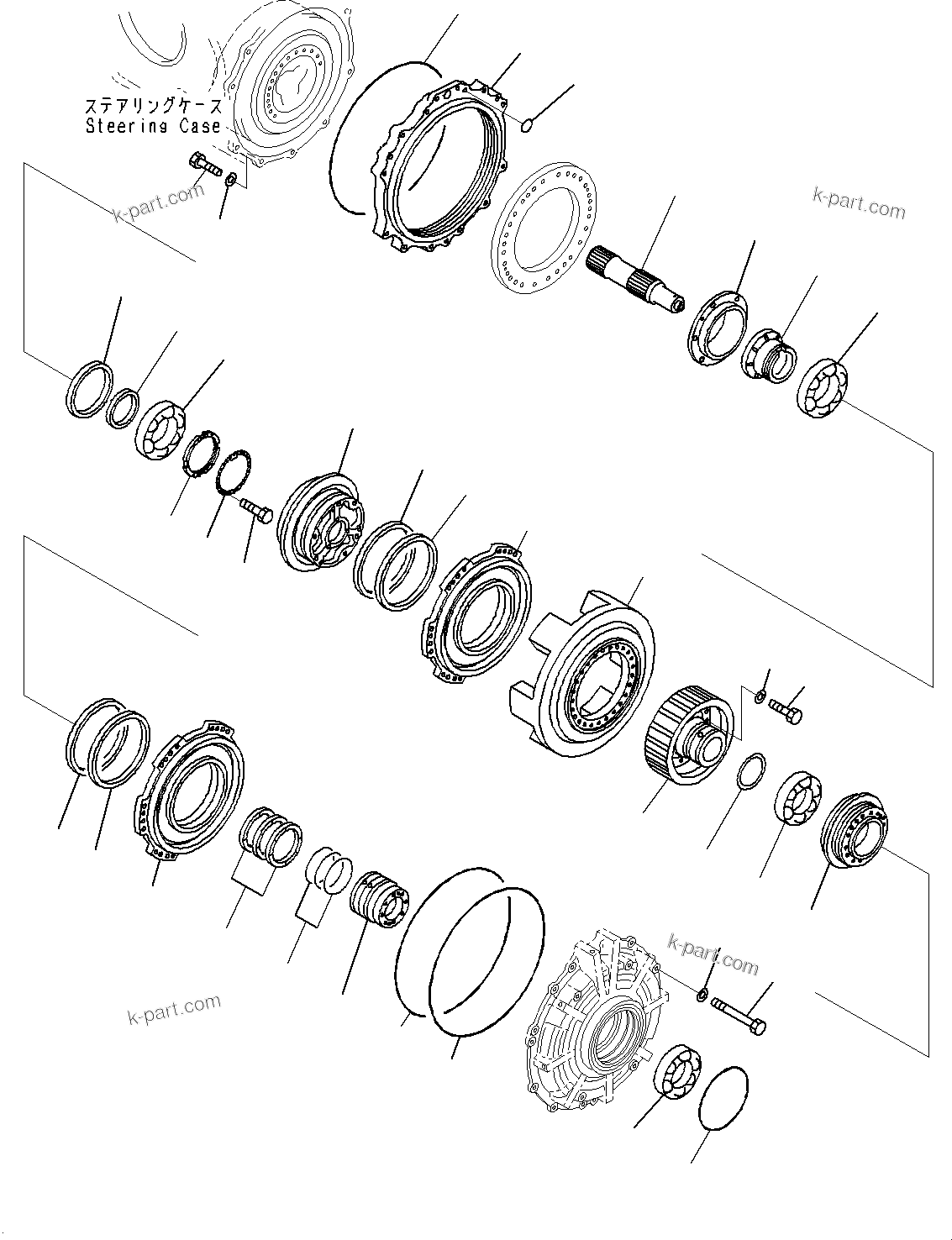 Komatsu parts book diagram for D475A-8E0 S/N 51001-UP: POWER TRAIN, STEERING CLUTCH AND STEERING BRAKE (2/2)(#50001-)