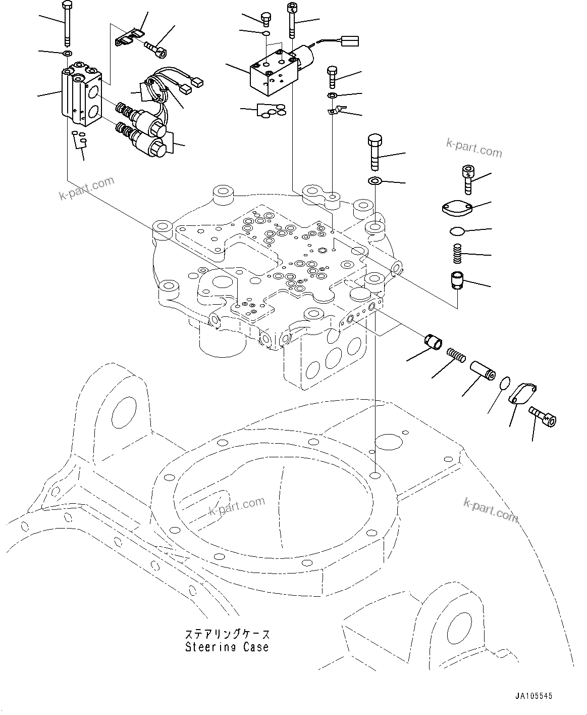 Komatsu parts book diagram for D475A-8E0 S/N 51001-UP: POWER TRAIN, STEERING VALVE (2/2)(#50001-)