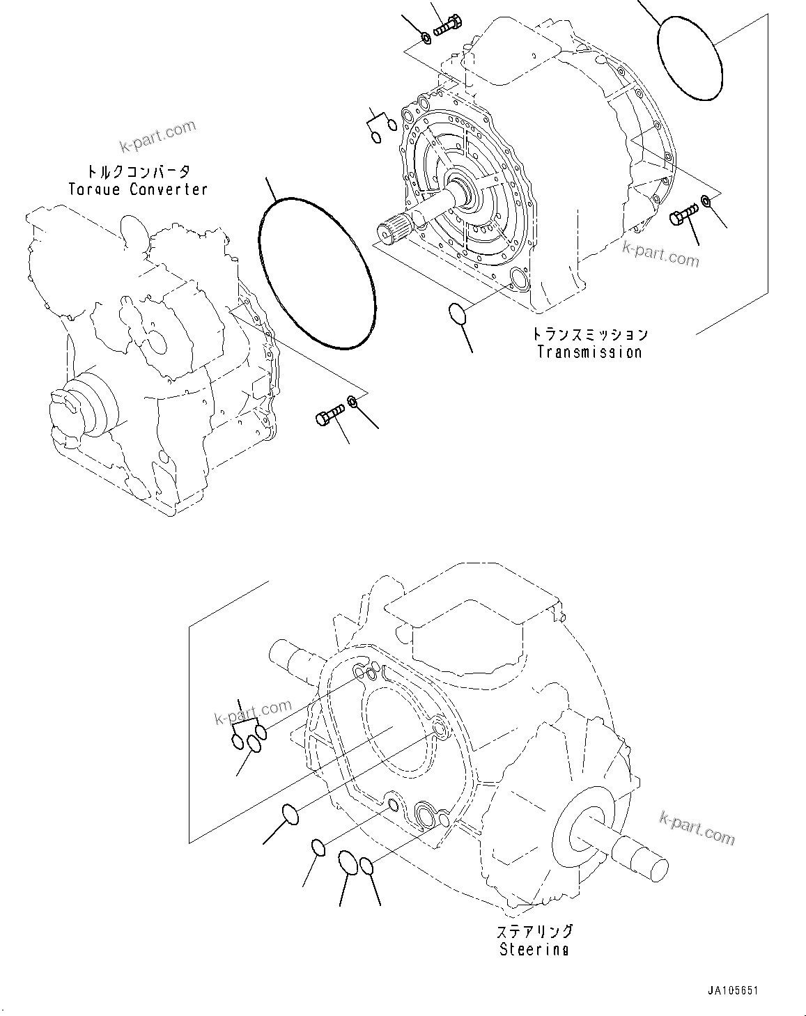 Komatsu parts book diagram for D475A-8E0 S/N 51001-UP: POWER TRAIN, COMPONENT MOUNTING(#50001-)