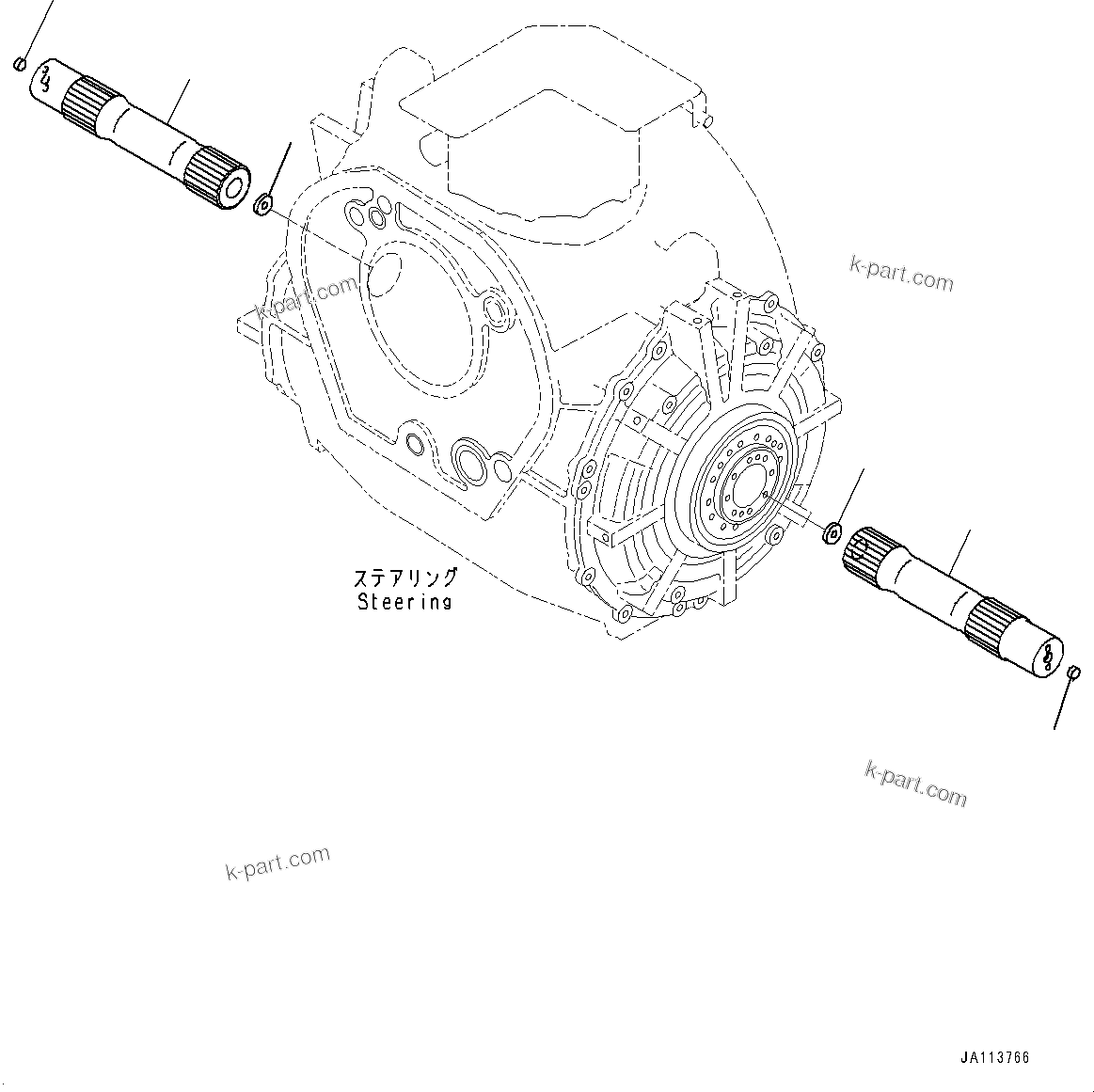 Komatsu parts book diagram for D475A-8E0 S/N 51001-UP: POWER TRAIN, STEERING SHAFT(#50001-)