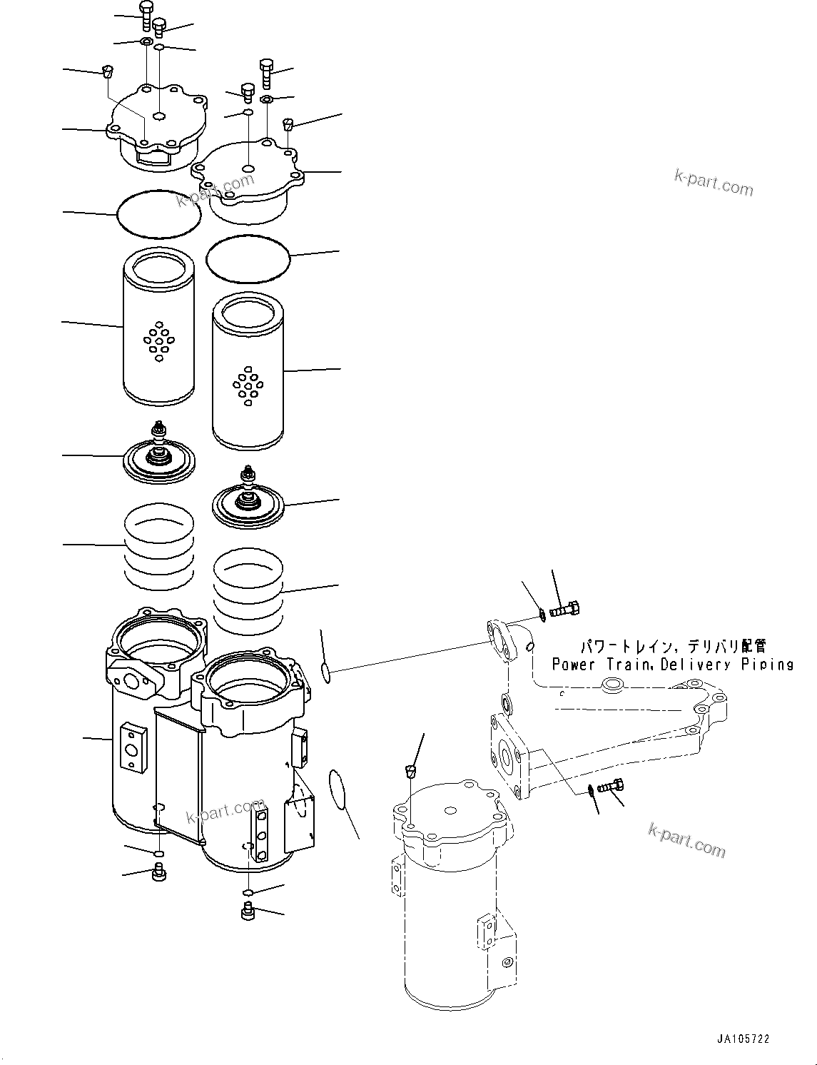 Komatsu parts book diagram for D475A-8E0 S/N 51001-UP: POWER TRAIN, FILTER (2/2)(#50001-)