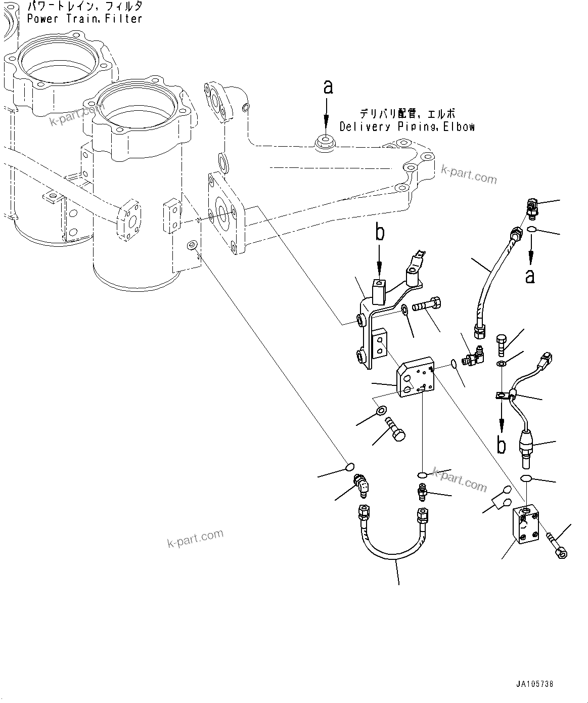 Komatsu parts book diagram for D475A-8E0 S/N 51001-UP: POWER TRAIN, FILTER SENSOR(#50001-)