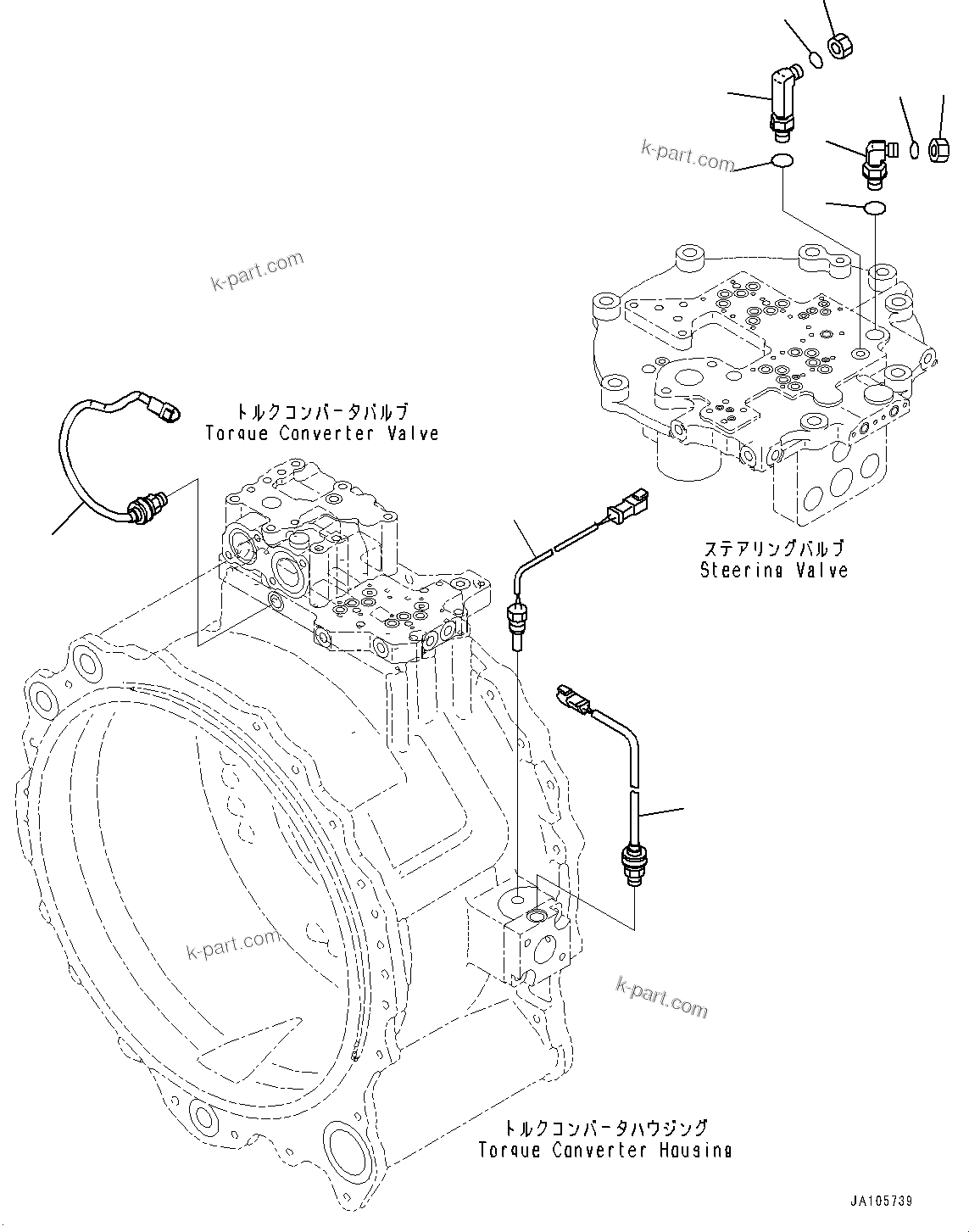 Komatsu parts book diagram for D475A-8E0 S/N 51001-UP: POWER TRAIN, ELBOW AND SENSOR(#50001-)