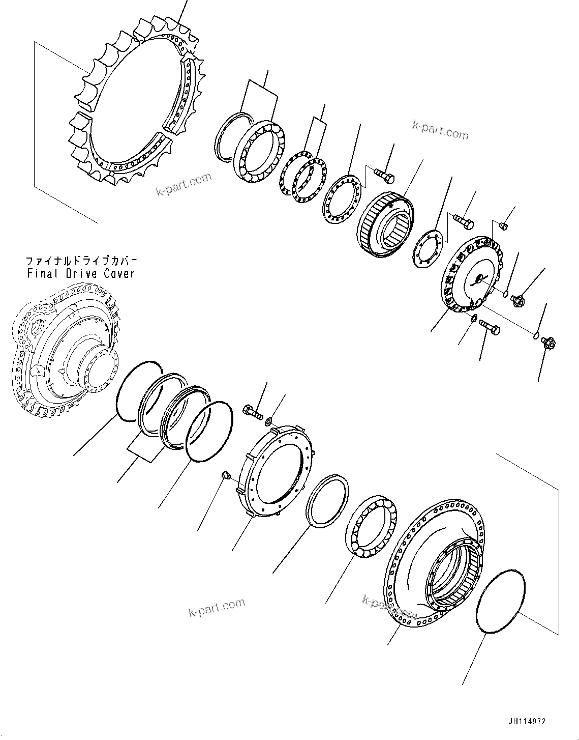 Komatsu parts book diagram for D475A-8E0 S/N 51001-UP: FINAL DRIVE, SPROCKET AND FLOATING SEAL, L.H.(#51001-)