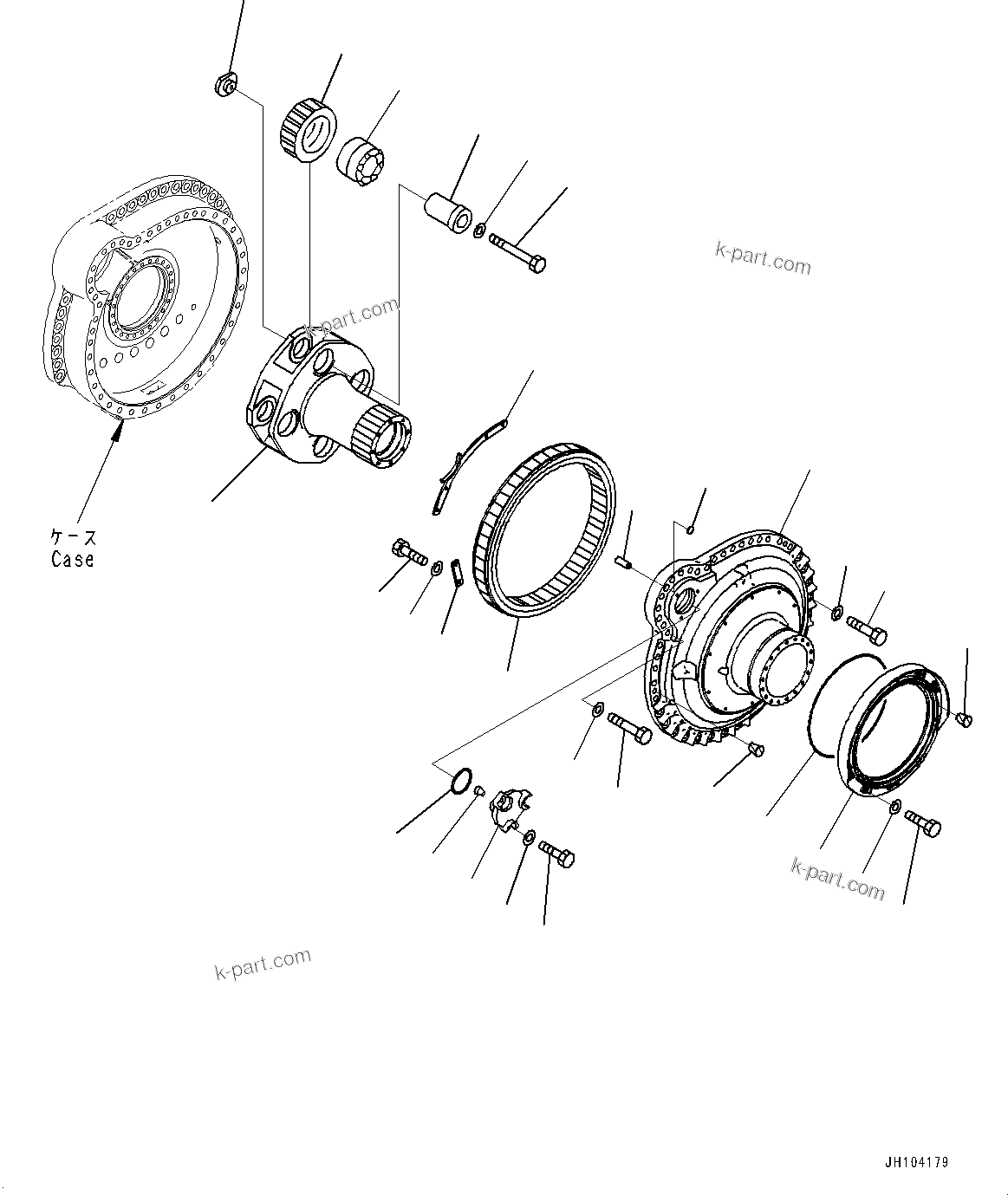 Komatsu parts book diagram for D475A-8E0 S/N 51001-UP: FINAL DRIVE, FINAL GEAR CASE L.H. (2/2)(#51001-)