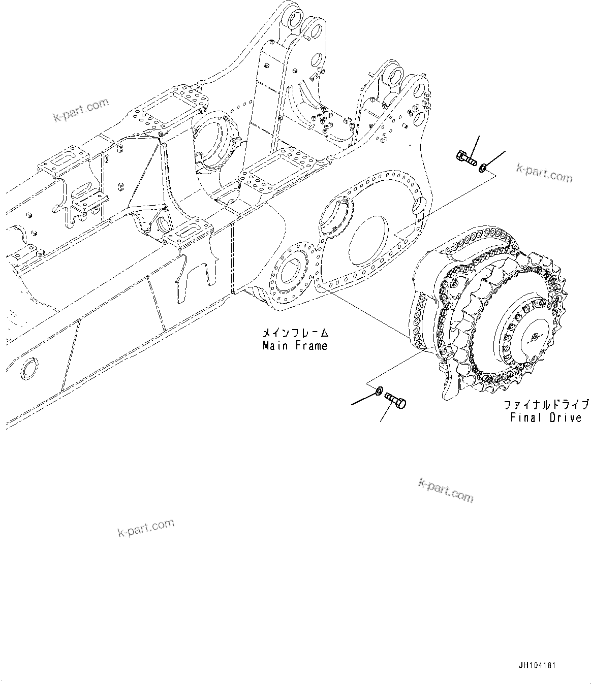 Komatsu parts book diagram for D475A-8E0 S/N 51001-UP: FINAL DRIVE, MOUNTING, L.H.(#51001-)