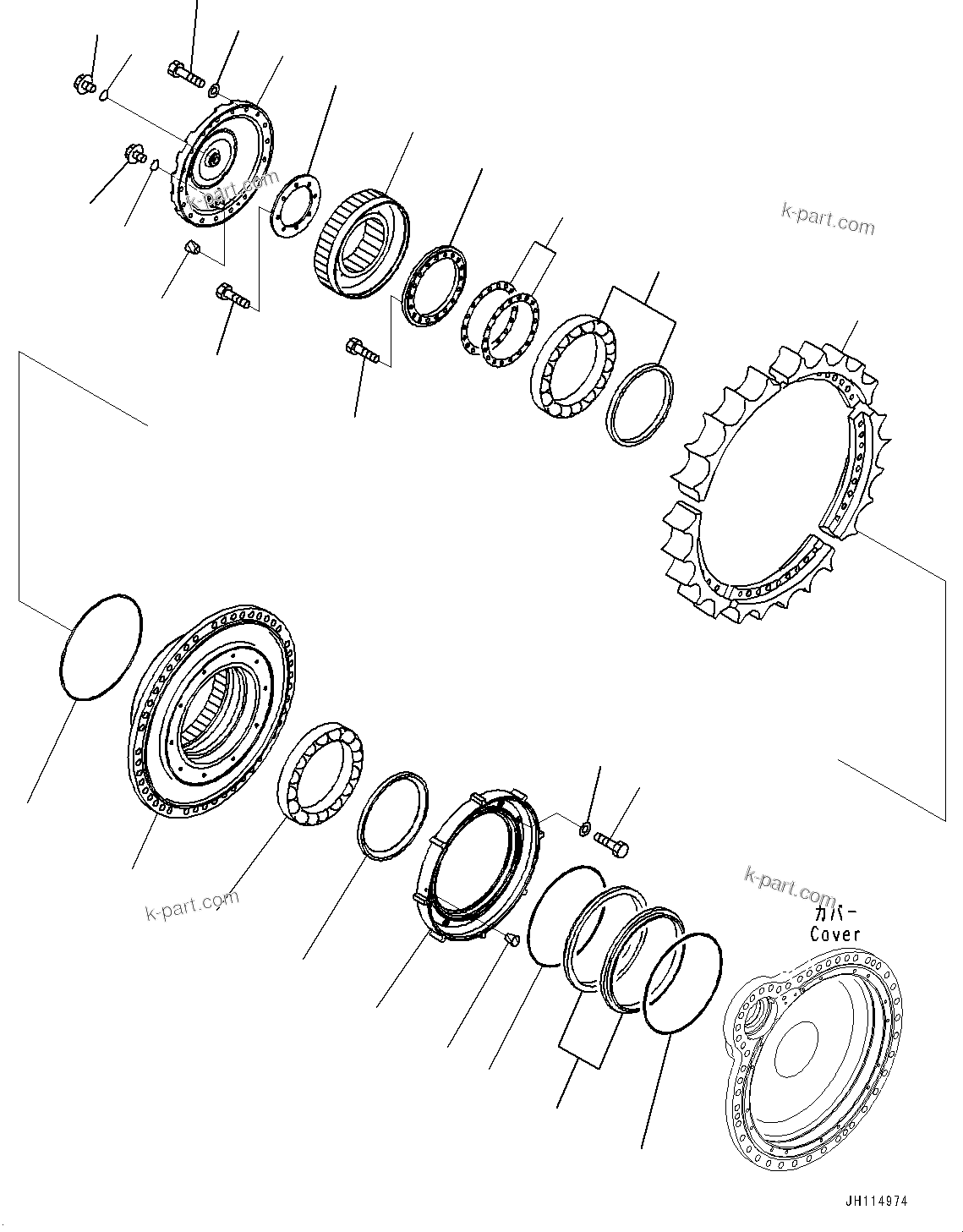 Komatsu parts book diagram for D475A-8E0 S/N 51001-UP: FINAL DRIVE, SPROCKET AND FLOATING SEAL, R.H.(#51001-)