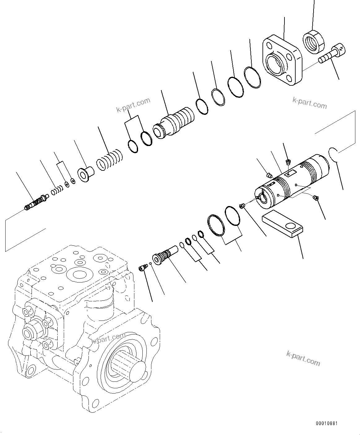 Komatsu parts book diagram for D475A-8E0 S/N 51001-UP: HYDRAULIC PUMP, PISTON PUMP (4/11)(#50001-)