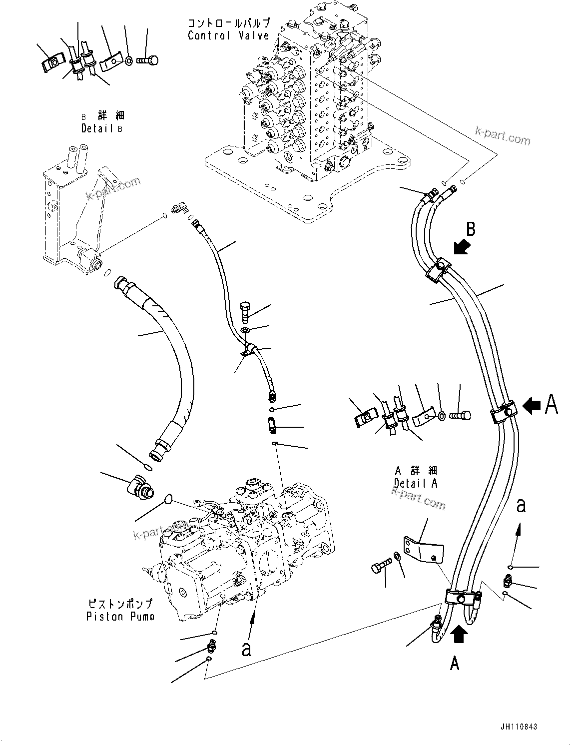 Komatsu parts book diagram for D475A-8E0 S/N 51001-UP: HYDRAULIC PUMP PIPING, LS PIPING(#50001-)