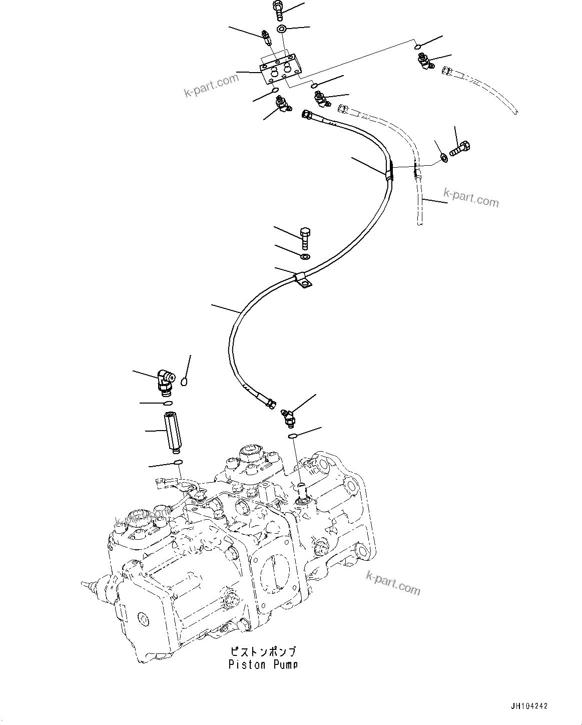 Komatsu parts book diagram for D475A-8E0 S/N 51001-UP: HYDRAULIC PUMP PIPING, BLEEDER(#50001-)