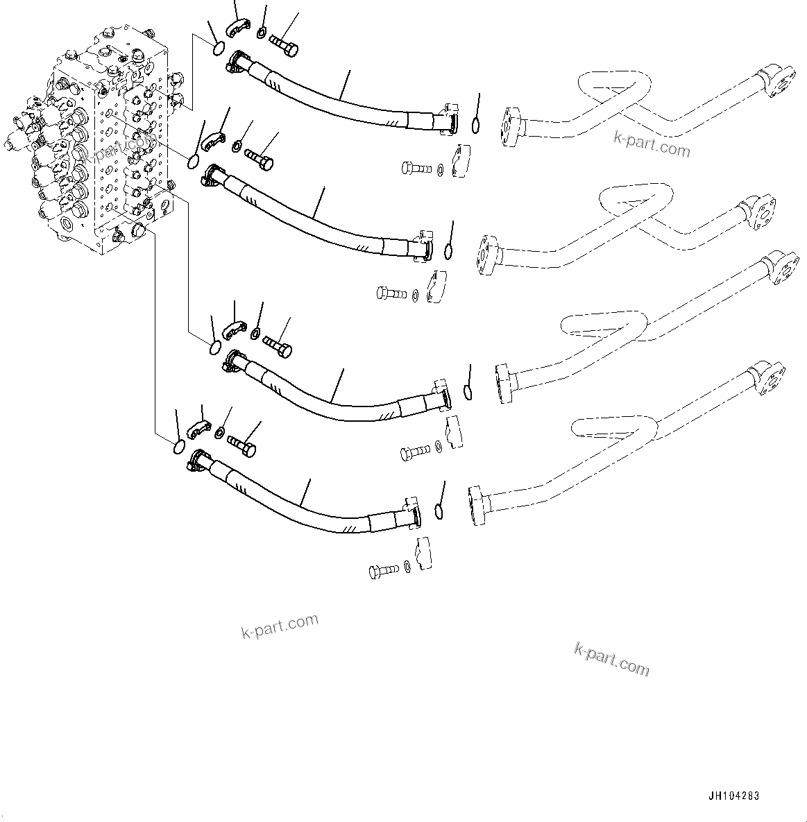 Komatsu parts book diagram for D475A-8E0 S/N 51001-UP: RIPPER PIPING, MAIN PIPING (3/3)(#50001-)