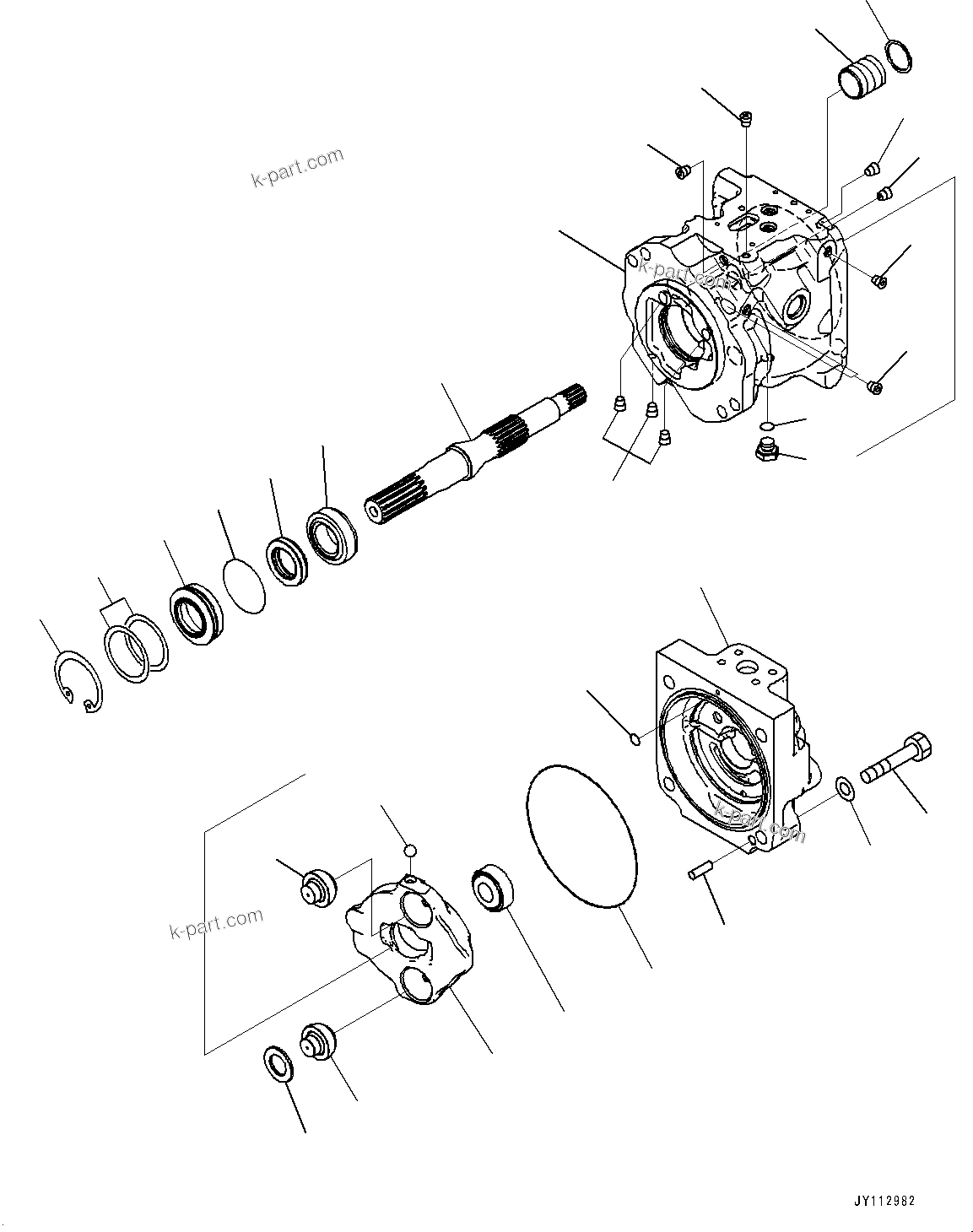 Komatsu parts book diagram for D475A-8E0 S/N 51001-UP: COOLING FAN DRIVE PIPING, PISTON PUMP (1/12)(#50001-)