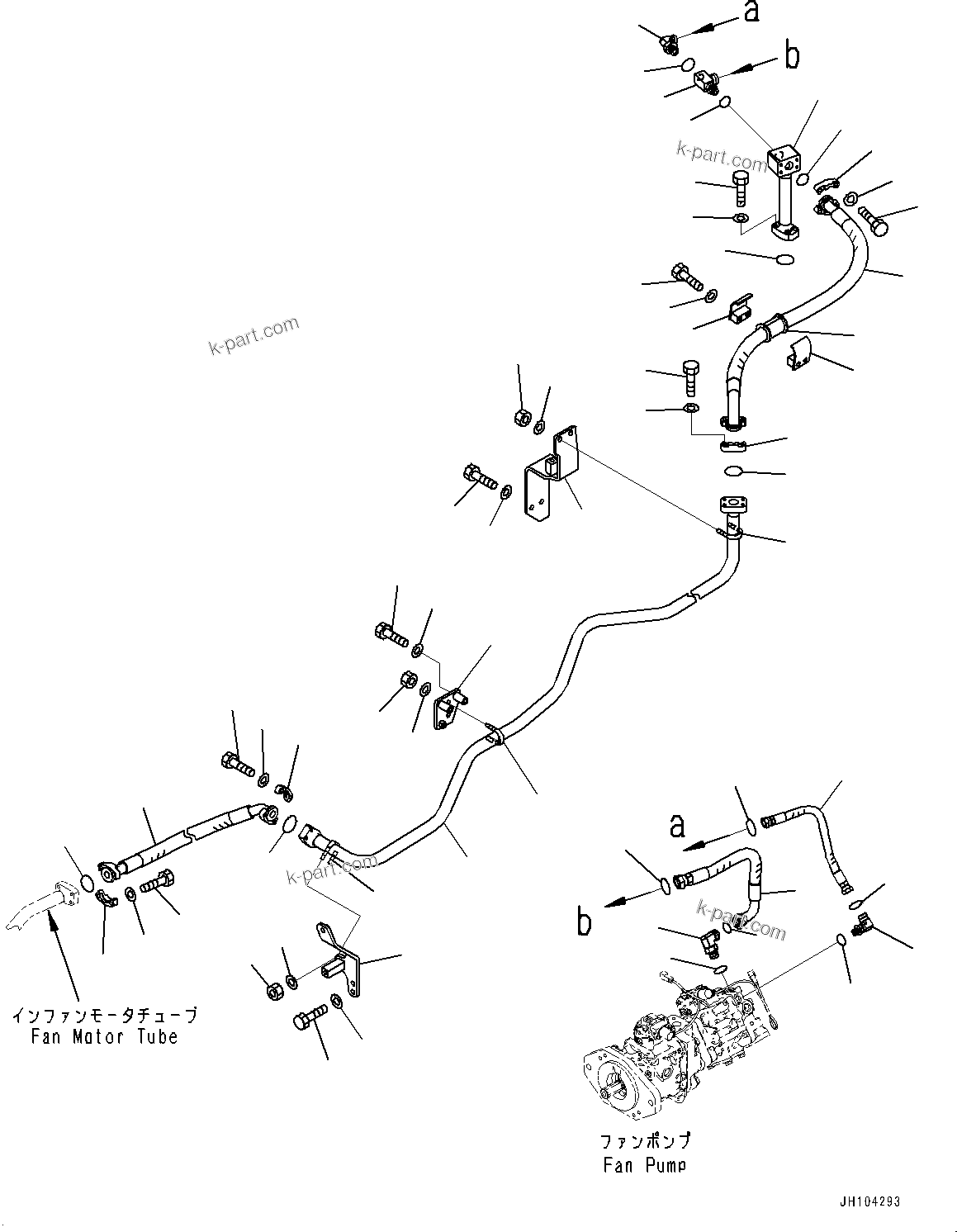 Komatsu parts book diagram for D475A-8E0 S/N 51001-UP: COOLING FAN DRIVE PIPING, DELIVERY PIPING(#50001-)