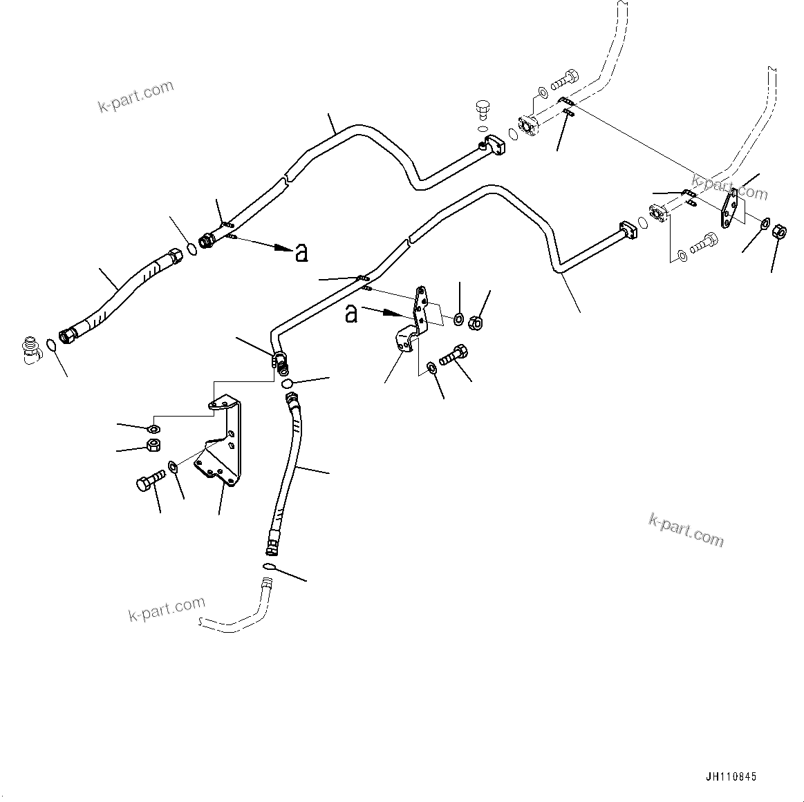 Komatsu parts book diagram for D475A-8E0 S/N 51001-UP: COOLING FAN DRIVE PIPING, RETURN PIPING (1/2)(#50003-)