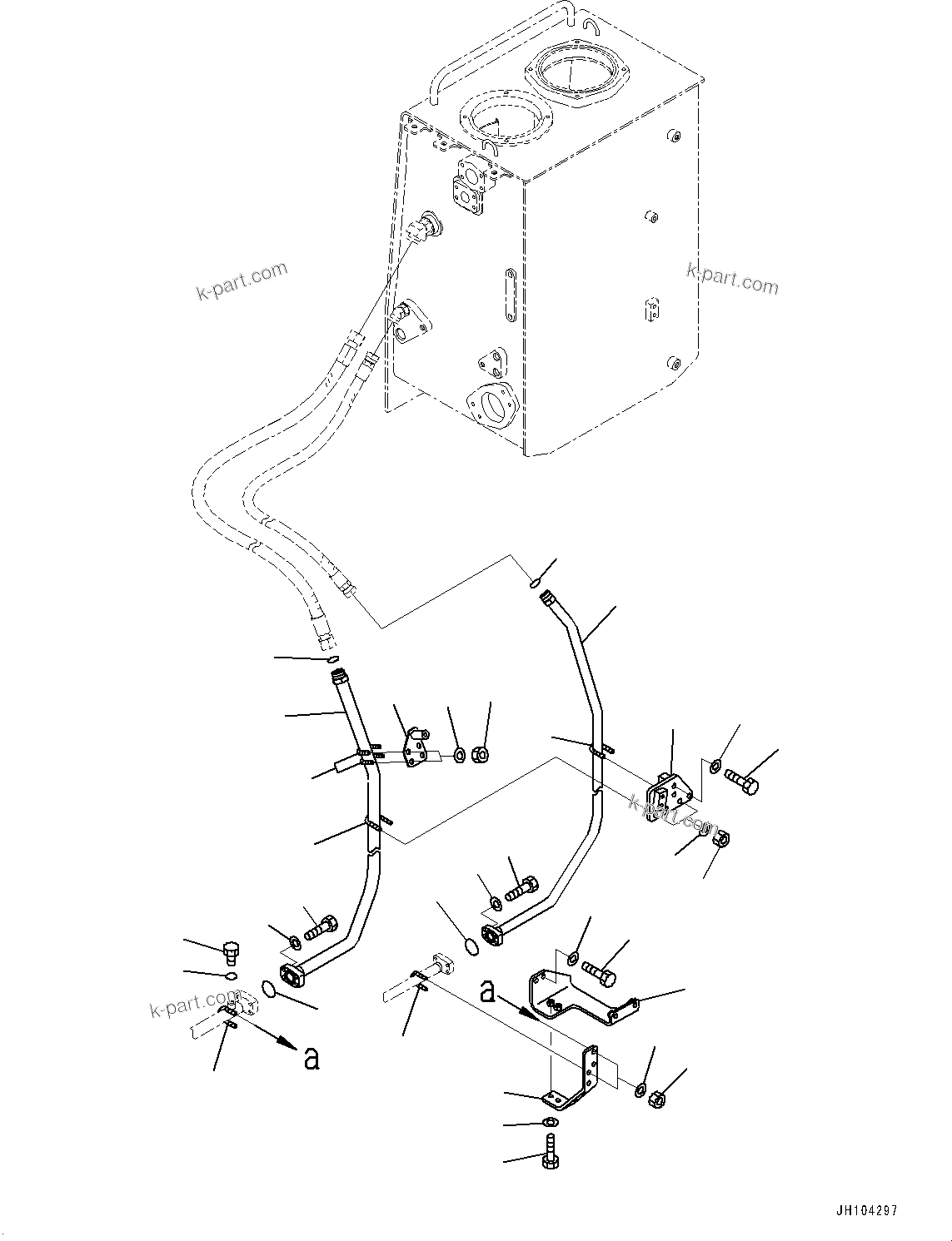Komatsu parts book diagram for D475A-8E0 S/N 51001-UP: COOLING FAN DRIVE PIPING, RETURN PIPING (2/2)(#50001-)