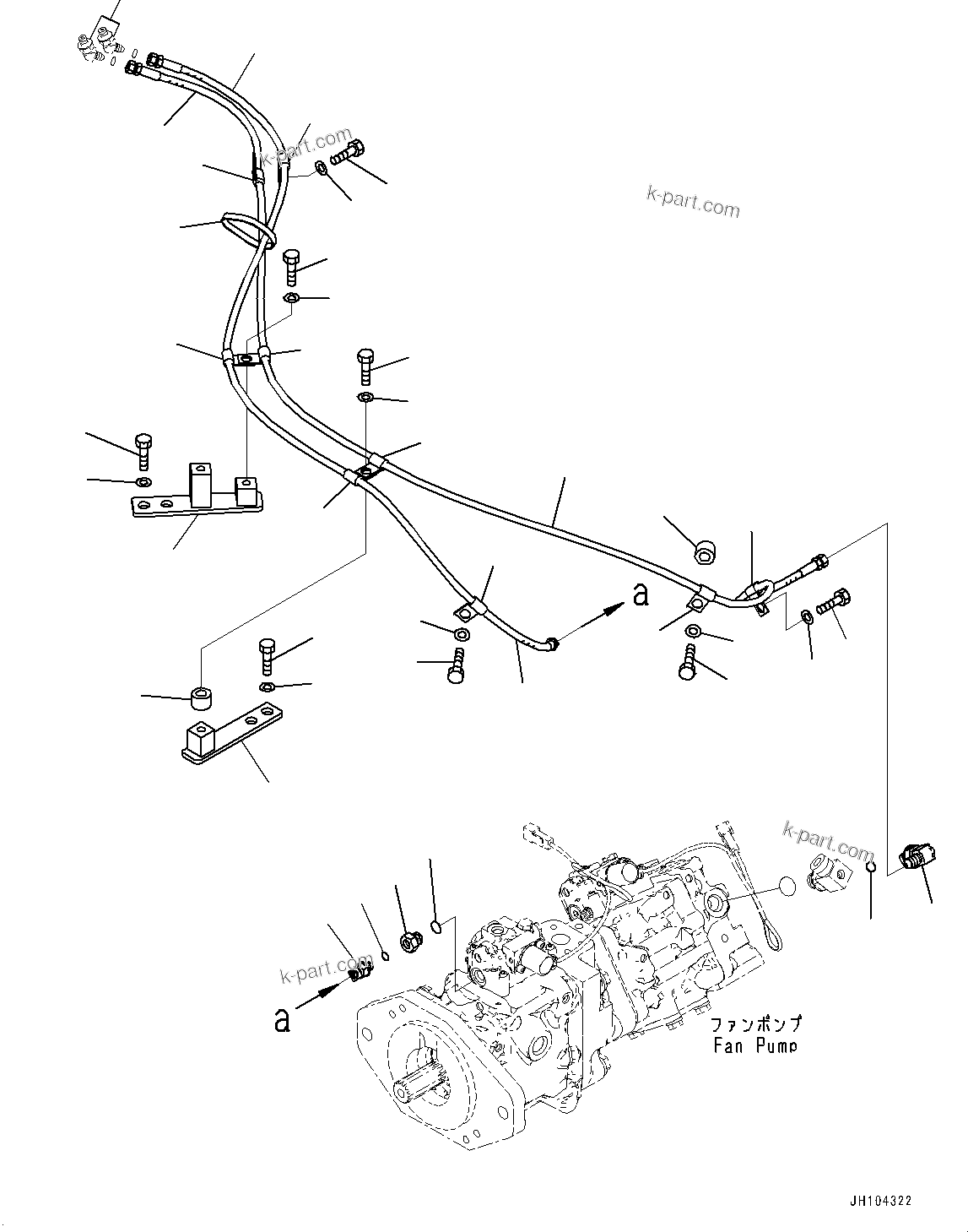 Komatsu parts book diagram for D475A-8E0 S/N 51001-UP: COOLING FAN DRIVE PIPING, BLEEDER(#50001-)