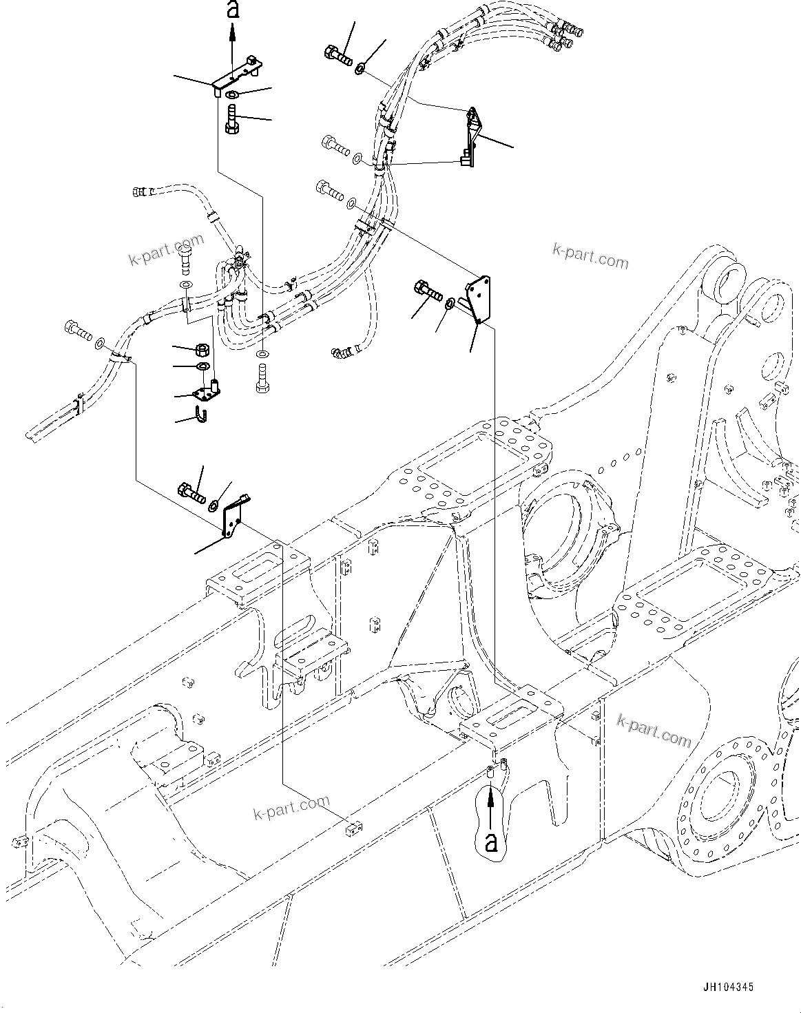 Komatsu parts book diagram for D475A-8E0 S/N 51001-UP: QUICK CHARGE PIPING, BRACKET (1/2)(#50001-)