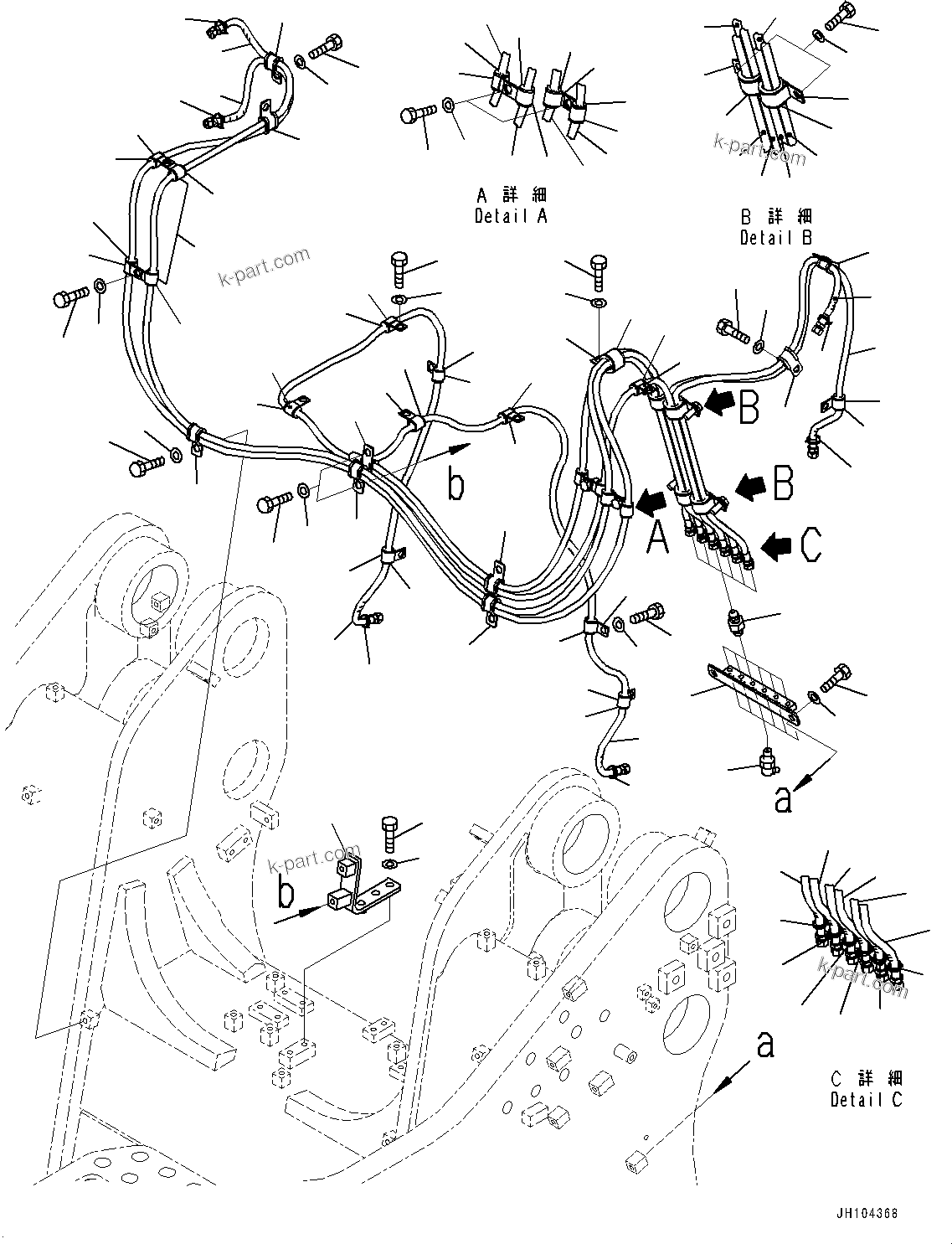 Komatsu parts book diagram for D475A-8E0 S/N 51001-UP: RIPPER MOUNTING PIN, REMOTE GREASE PIPING(#51001-)