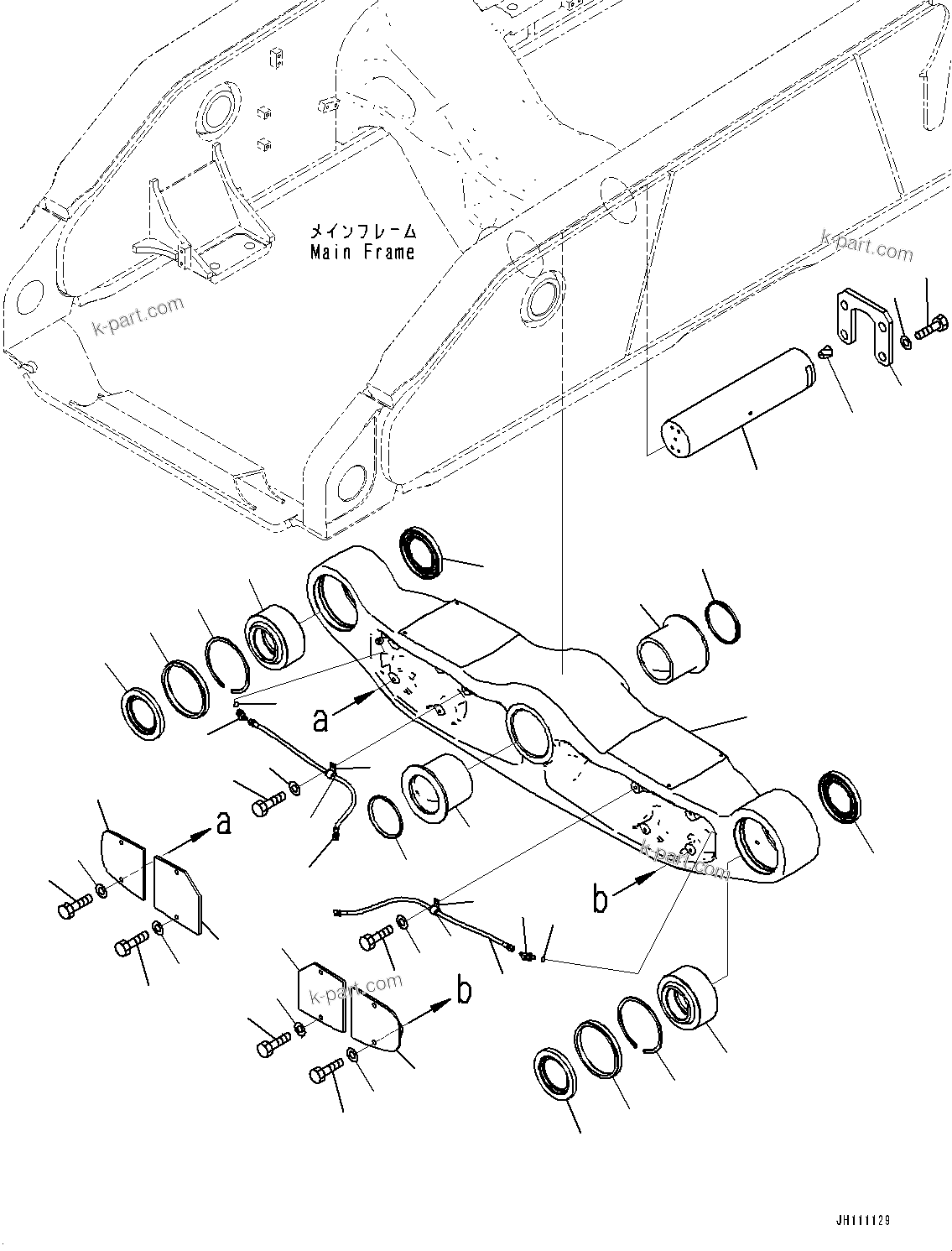 Komatsu parts book diagram for D475A-8E0 S/N 51001-UP: EQUALIZER BAR AND PIVOT SHAFT, EQUALIZER BAR(#50016-)