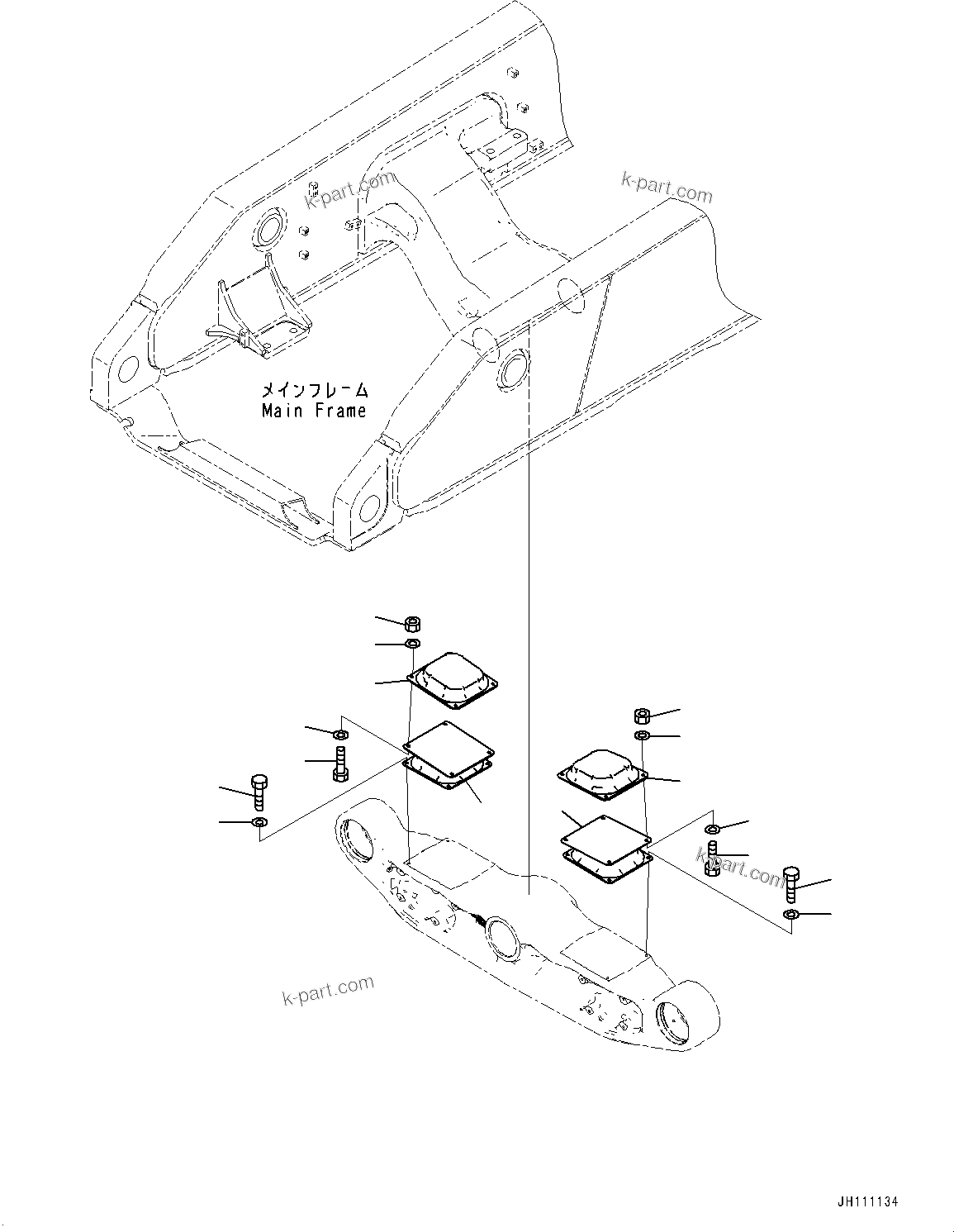 Komatsu parts book diagram for D475A-8E0 S/N 51001-UP: EQUALIZER BAR AND PIVOT SHAFT, PAD(#50016-)