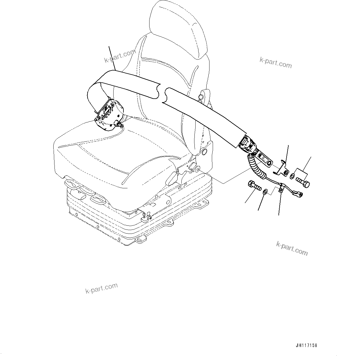 Komatsu parts book diagram for D475A-8E0 S/N 51001-UP: SEAT BELT, (#50072-)