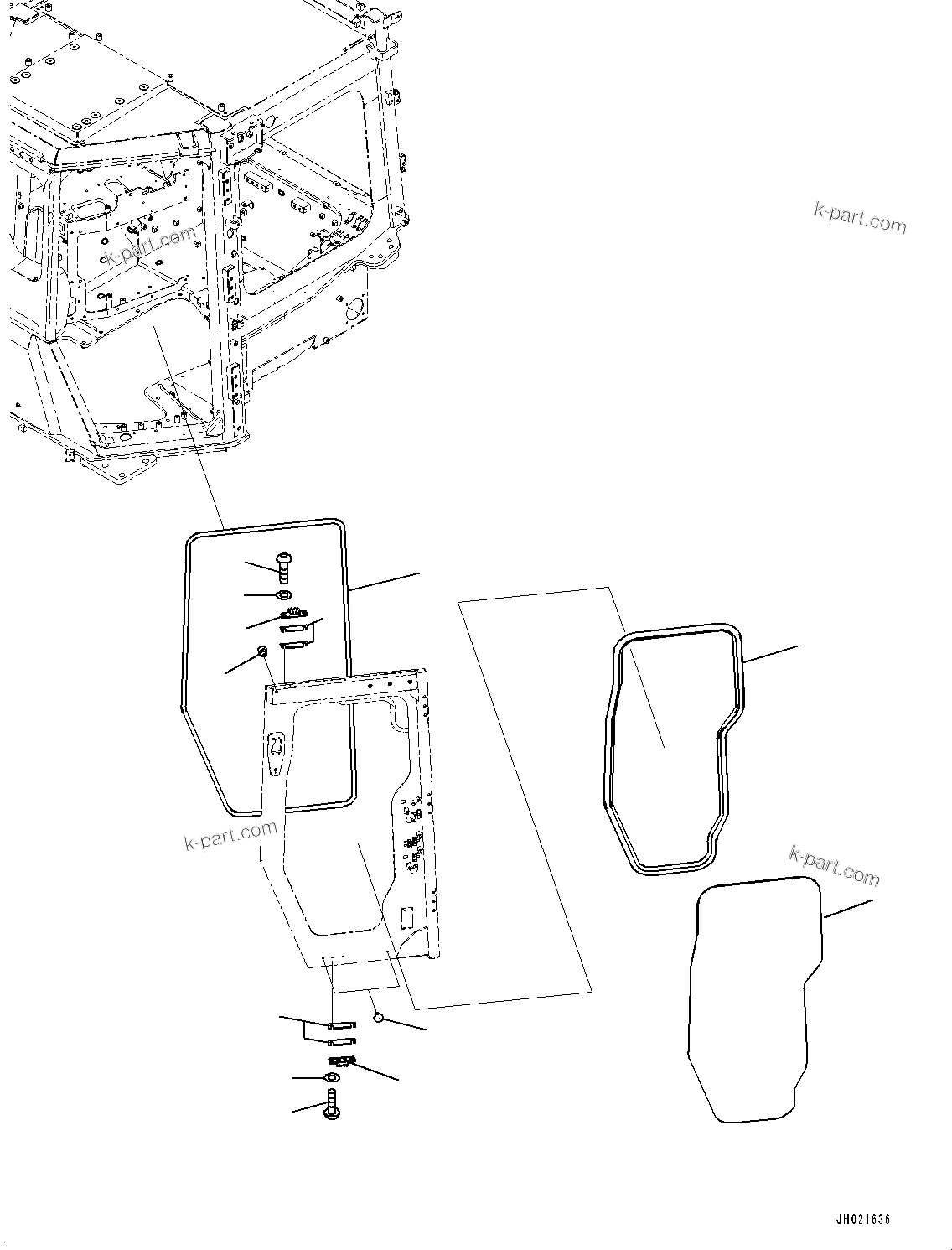 Komatsu parts book diagram for D475A-8E0 S/N 51001-UP: CAB, DOOR DAMPER AND WINDOW, L.H.(#50001-)