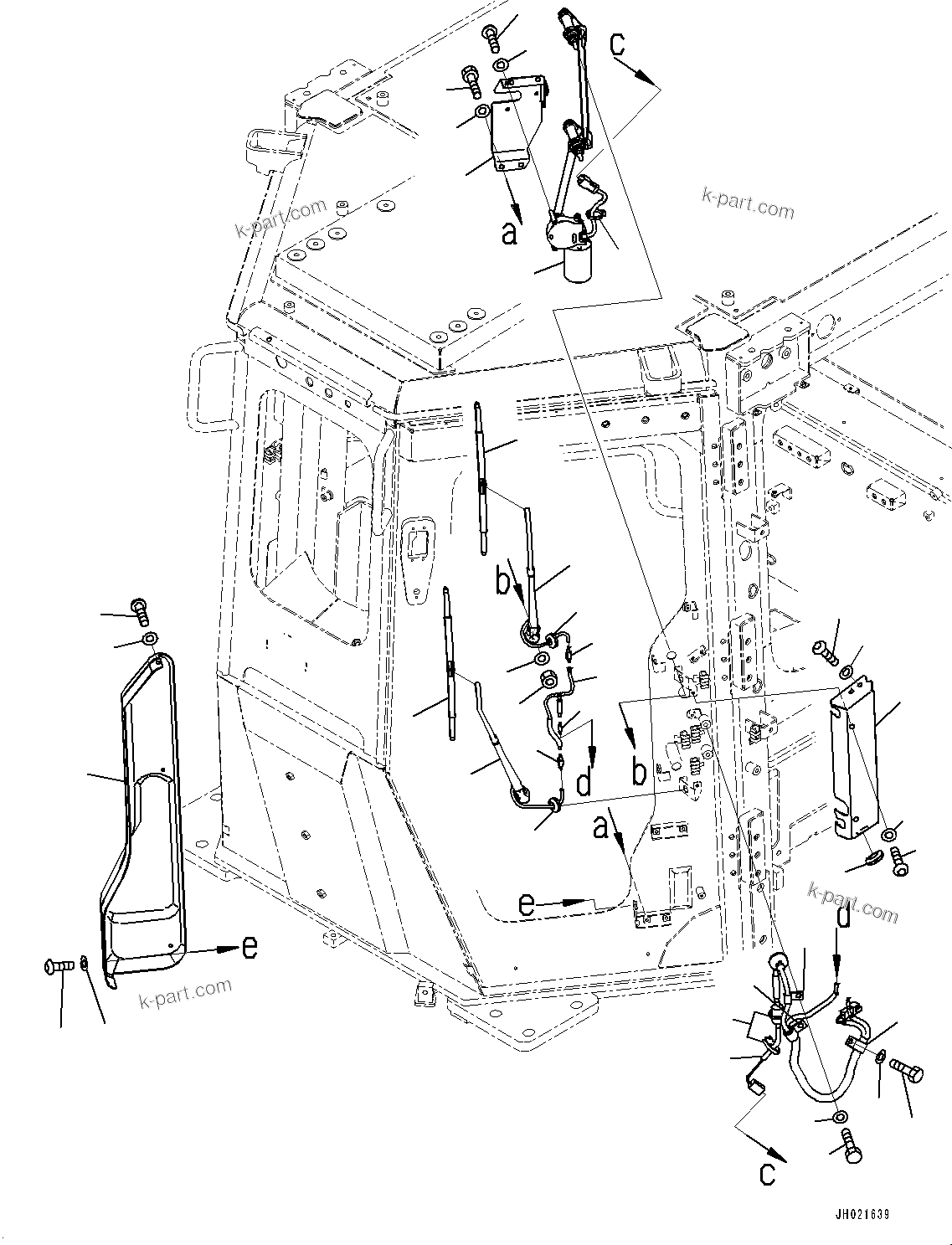 Komatsu parts book diagram for D475A-8E0 S/N 51001-UP: CAB, DOOR WIPER AND COVER, L.H.(#50001-)