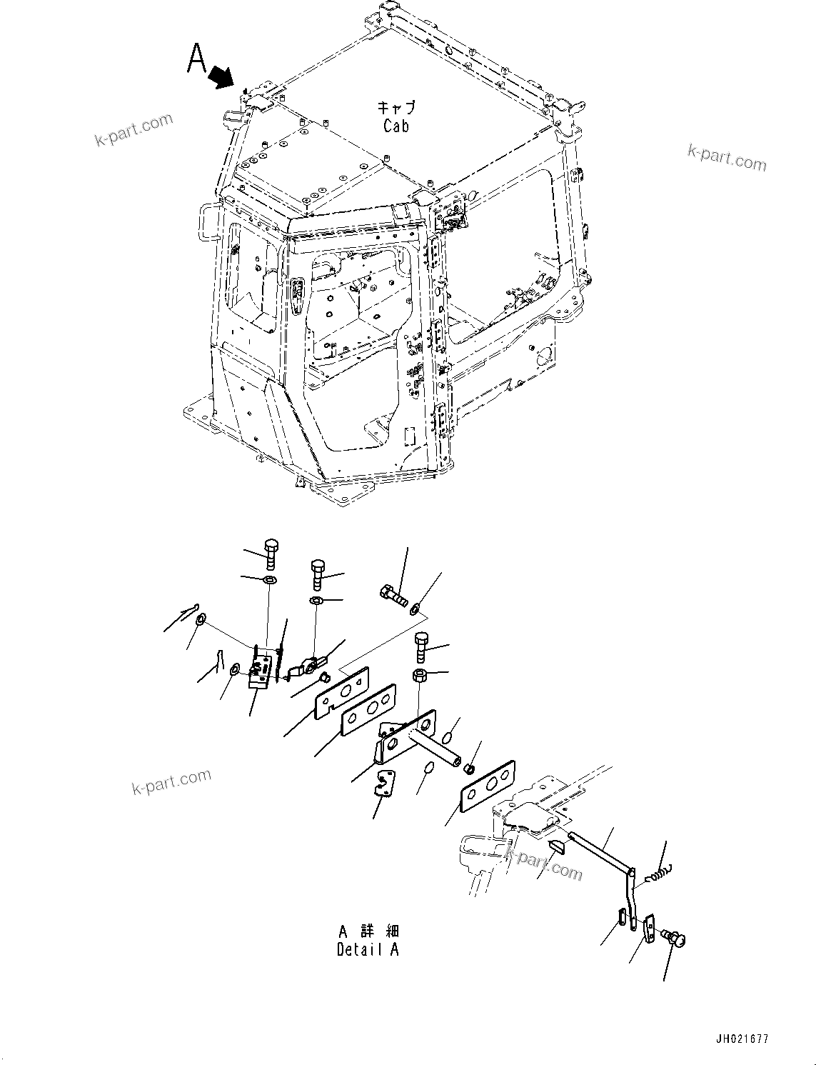 Komatsu parts book diagram for D475A-8E0 S/N 51001-UP: CAB, DOOR OPEN LOCK, R.H.(#50001-)