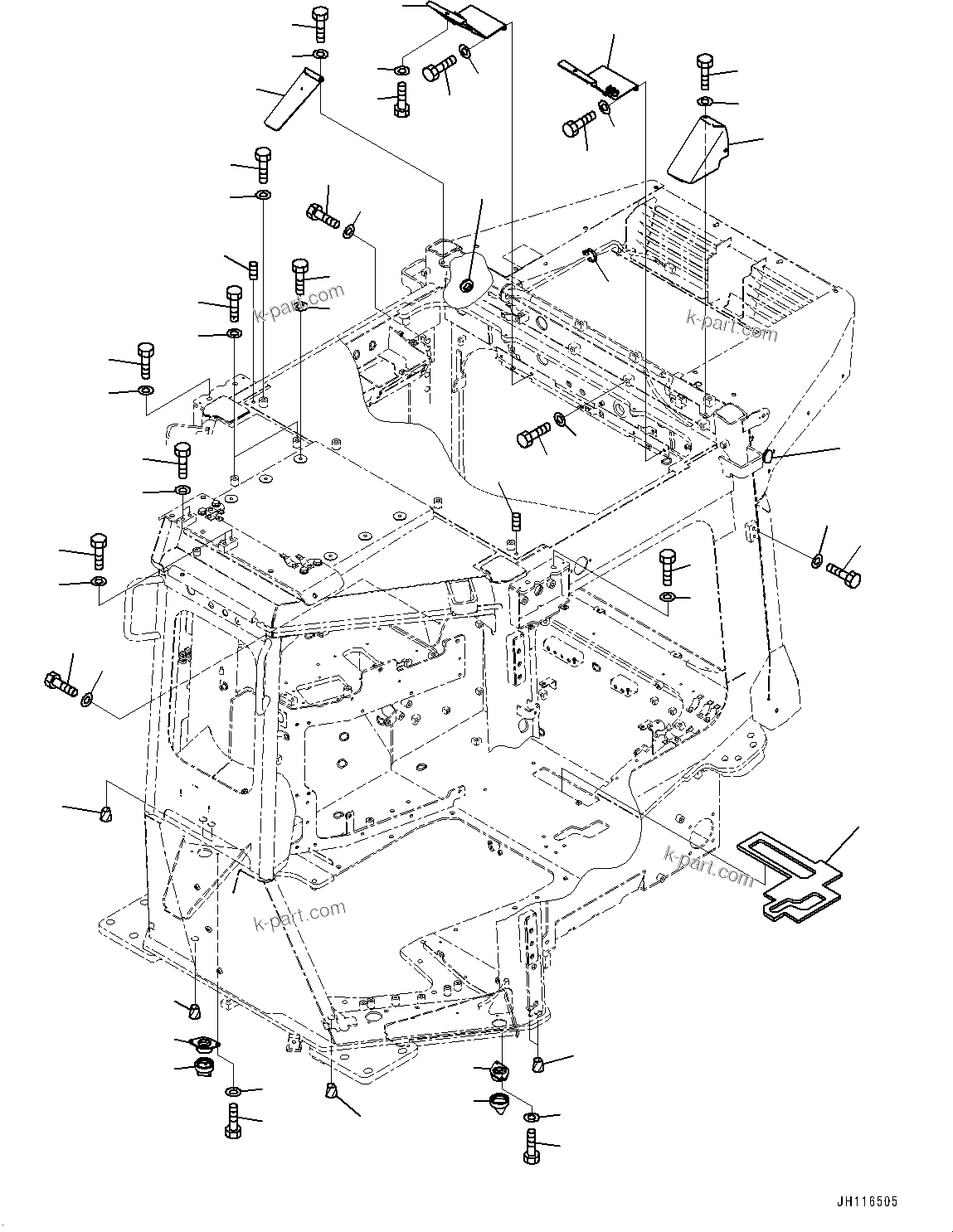 Komatsu parts book diagram for D475A-8E0 S/N 51001-UP: CAB, PLUG BOLT(#50001-)