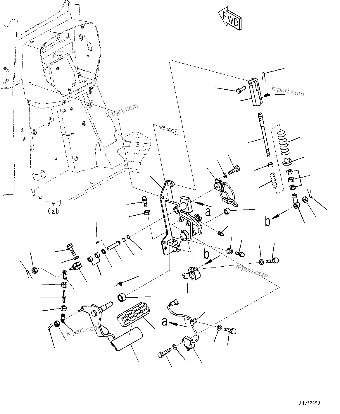 Komatsu parts book diagram for D475A-8E0 S/N 51001-UP: CONTROL UNIT, BRAKE PEDAL(#50001-)