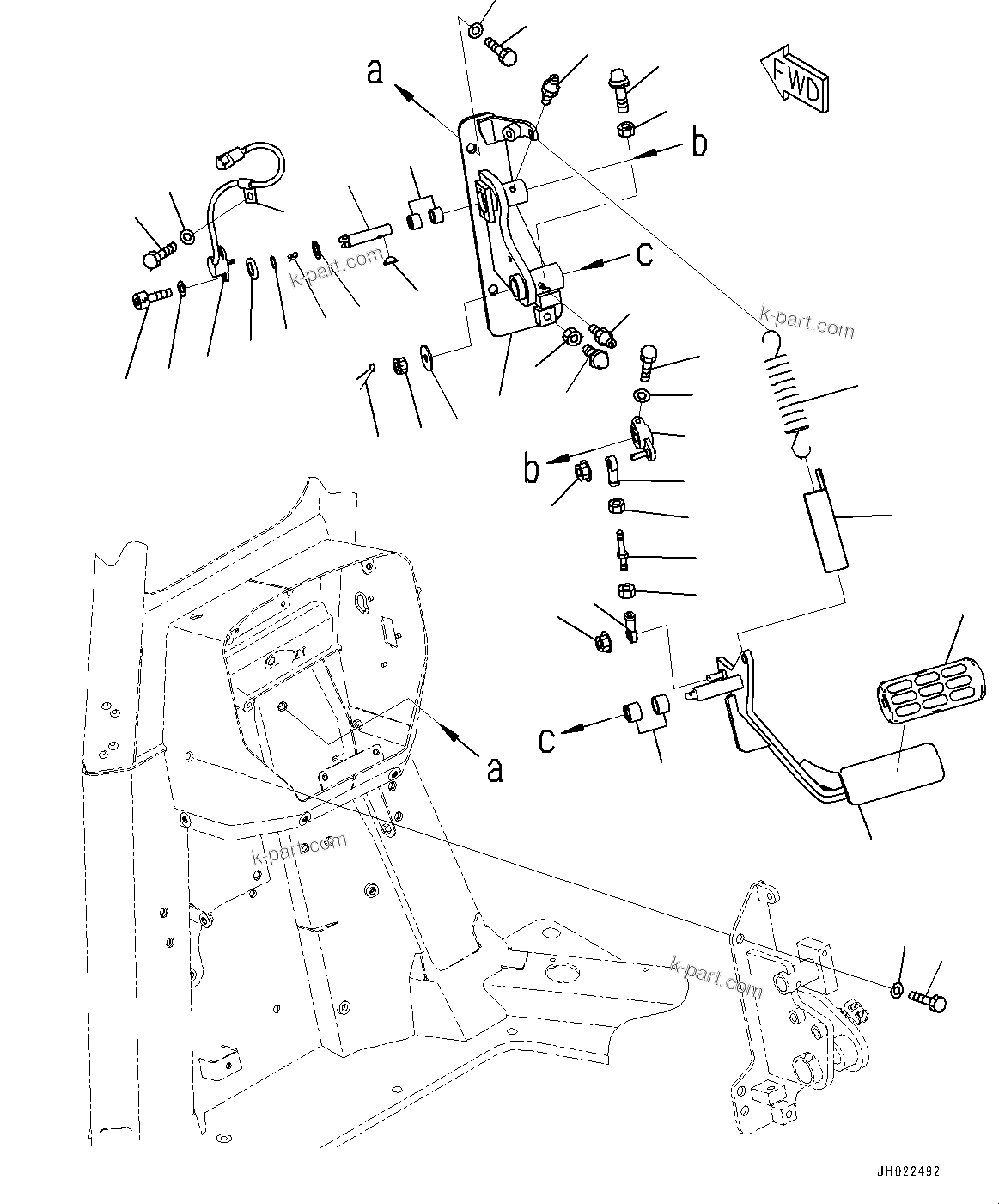 Komatsu parts book diagram for D475A-8E0 S/N 51001-UP: CONTROL UNIT, DECELERATOR PEDAL(#50001-)