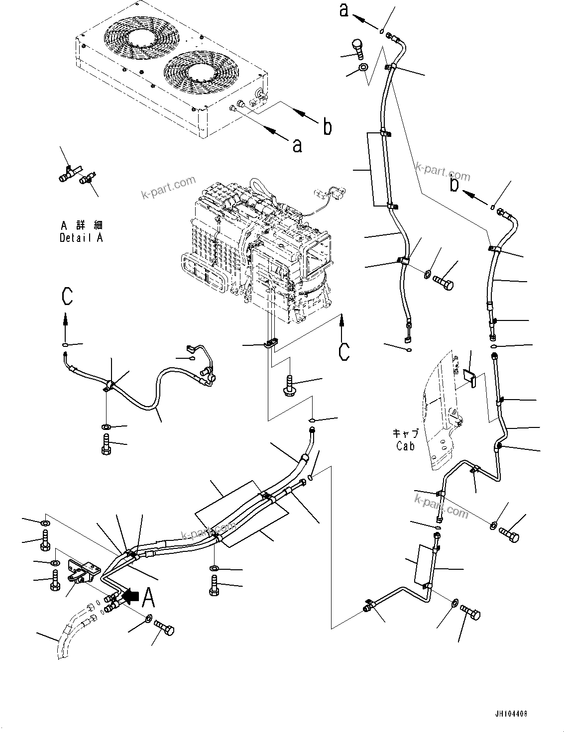 Komatsu parts book diagram for D475A-8E0 S/N 51001-UP: CONTROL UNIT, AIR CONDITIONER PIPING (1/2)(#50001-)