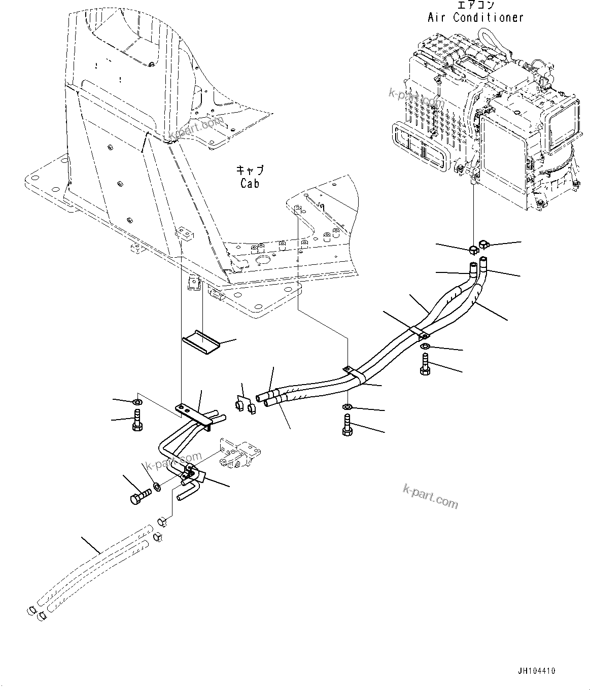 Komatsu parts book diagram for D475A-8E0 S/N 51001-UP: CONTROL UNIT, AIR CONDITIONER PIPING (2/2)(#50001-)