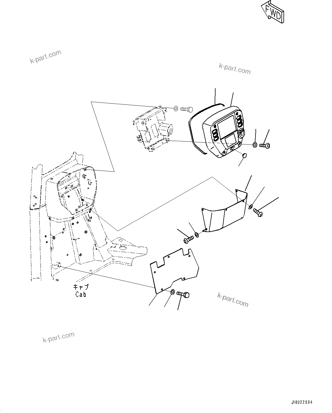 Komatsu parts book diagram for D475A-8E0 S/N 51001-UP: CONTROL UNIT, DASHBOARD COVER(#50001-)