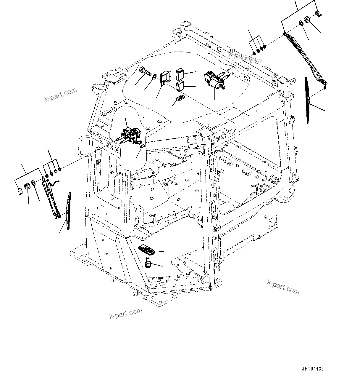 Komatsu parts book diagram for D475A-8E0 S/N 51001-UP: CAB ELECTRICAL UNIT, WIPER AND ROOM LAMP(#51001-)