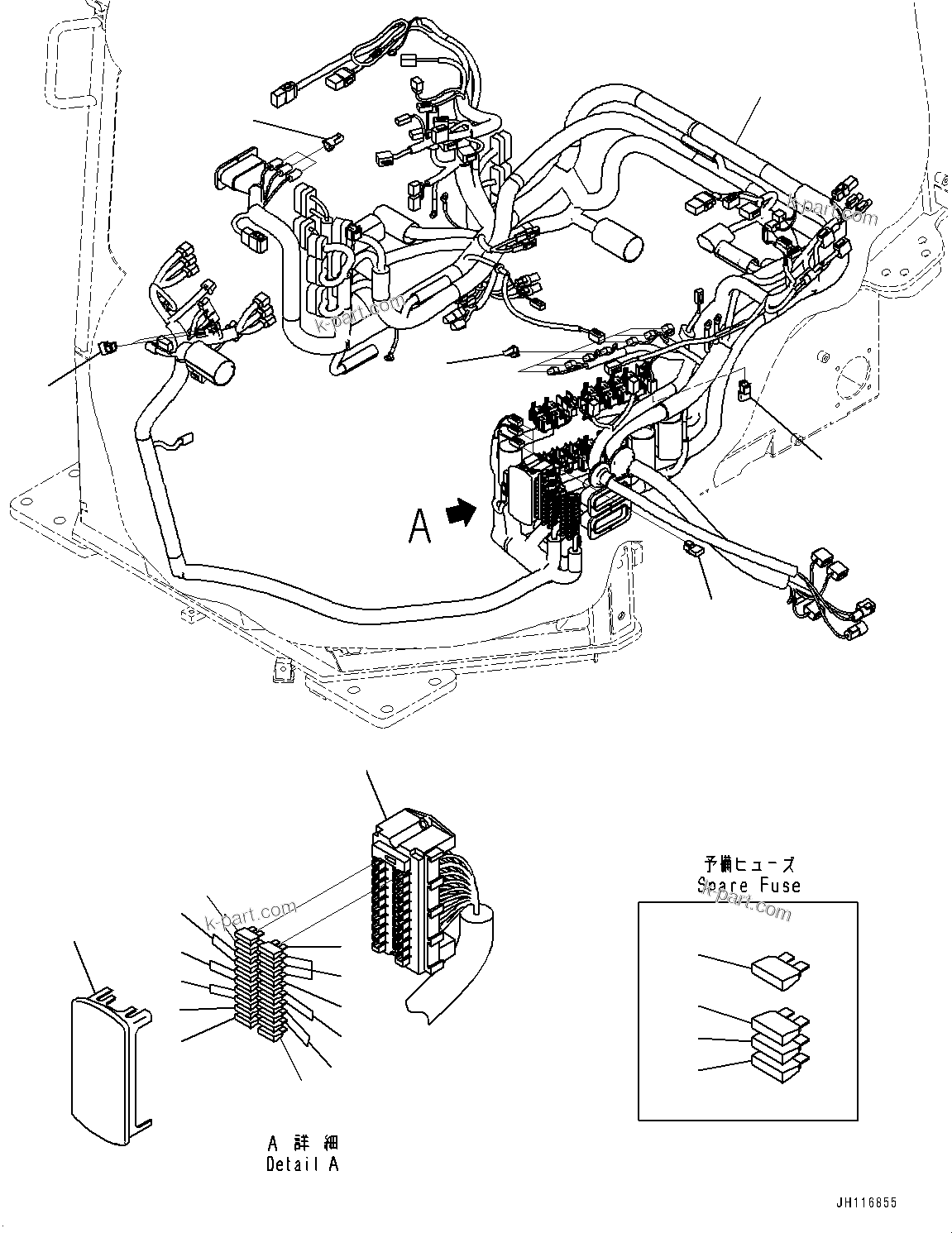 Komatsu parts book diagram for D475A-8E0 S/N 51001-UP: CAB ELECTRICAL UNIT, WIRING HARNESS (1/2)(#51001-)