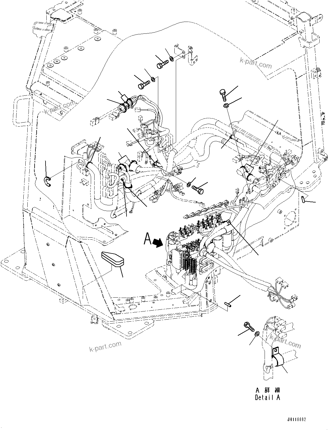 Komatsu parts book diagram for D475A-8E0 S/N 51001-UP: CAB ELECTRICAL UNIT, WIRING HARNESS MOUNTING (3/3)(#51001-)