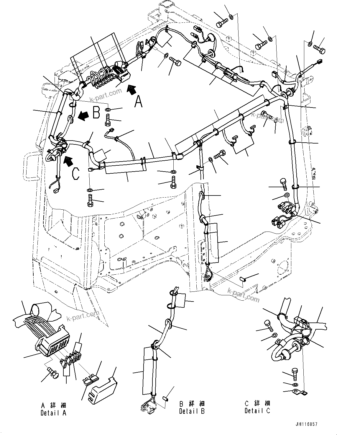 Komatsu parts book diagram for D475A-8E0 S/N 51001-UP: CAB ELECTRICAL UNIT, WIRING HARNESS (2/2)(#51001-)