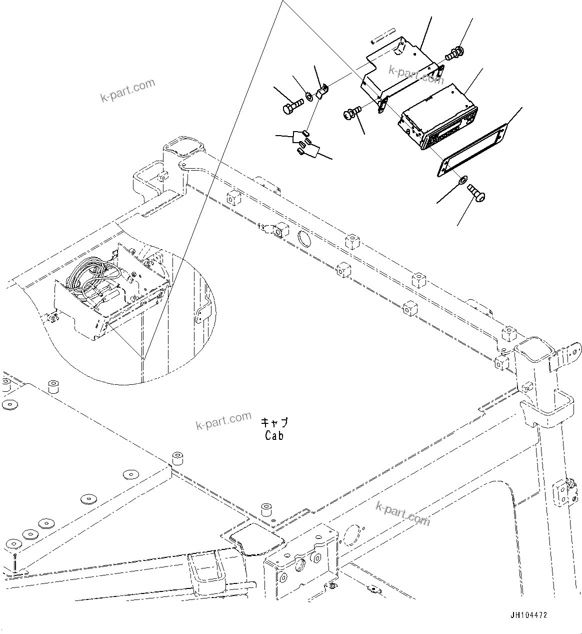 Komatsu parts book diagram for D475A-8E0 S/N 51001-UP: RADIO, (#50078-)