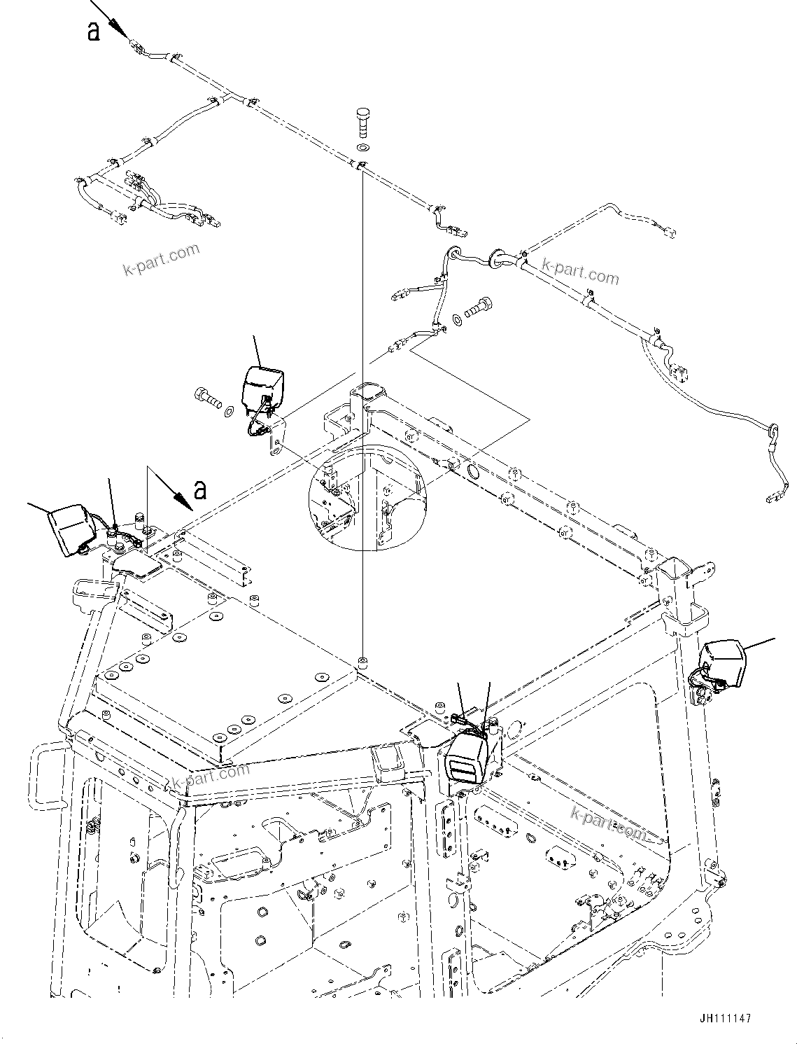 Komatsu parts book diagram for D475A-8E0 S/N 51001-UP: WORKING LAMP, (#50001-)