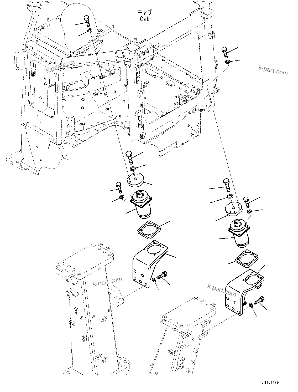 Komatsu parts book diagram for D475A-8E0 S/N 51001-UP: REAR, FLOOR FRAME MOUNTING, (#50001-)