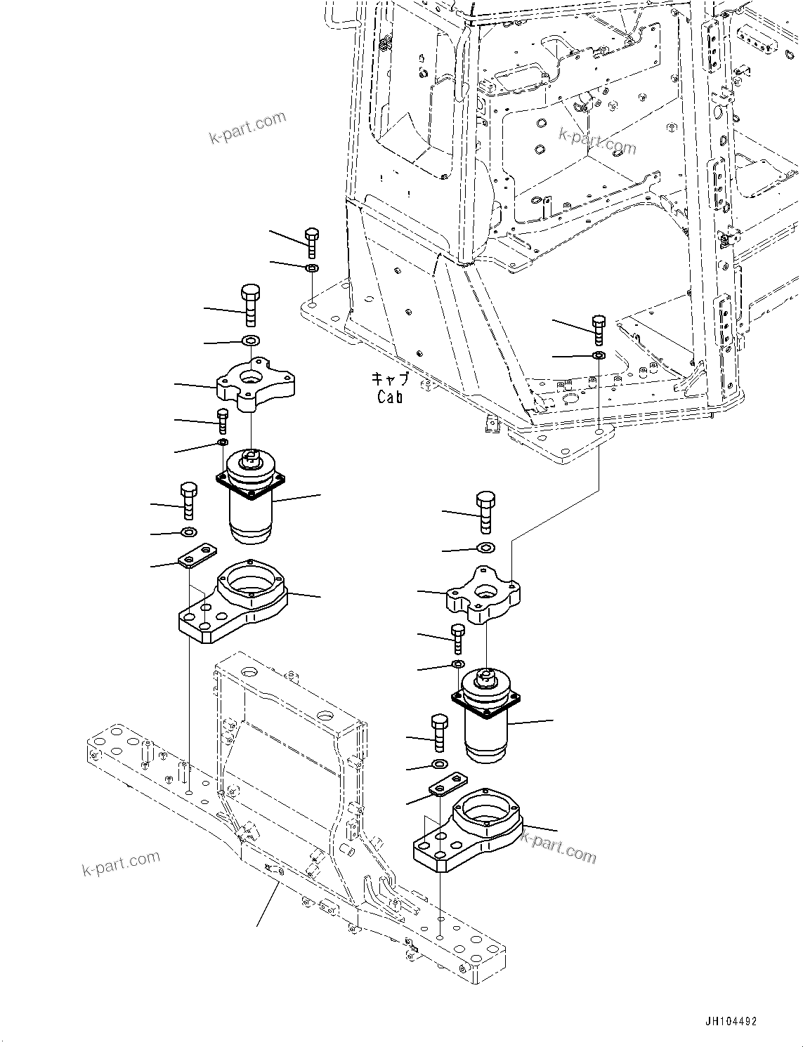 Komatsu parts book diagram for D475A-8E0 S/N 51001-UP: FRONT, FLOOR FRAME MOUNTING, (#50001-)