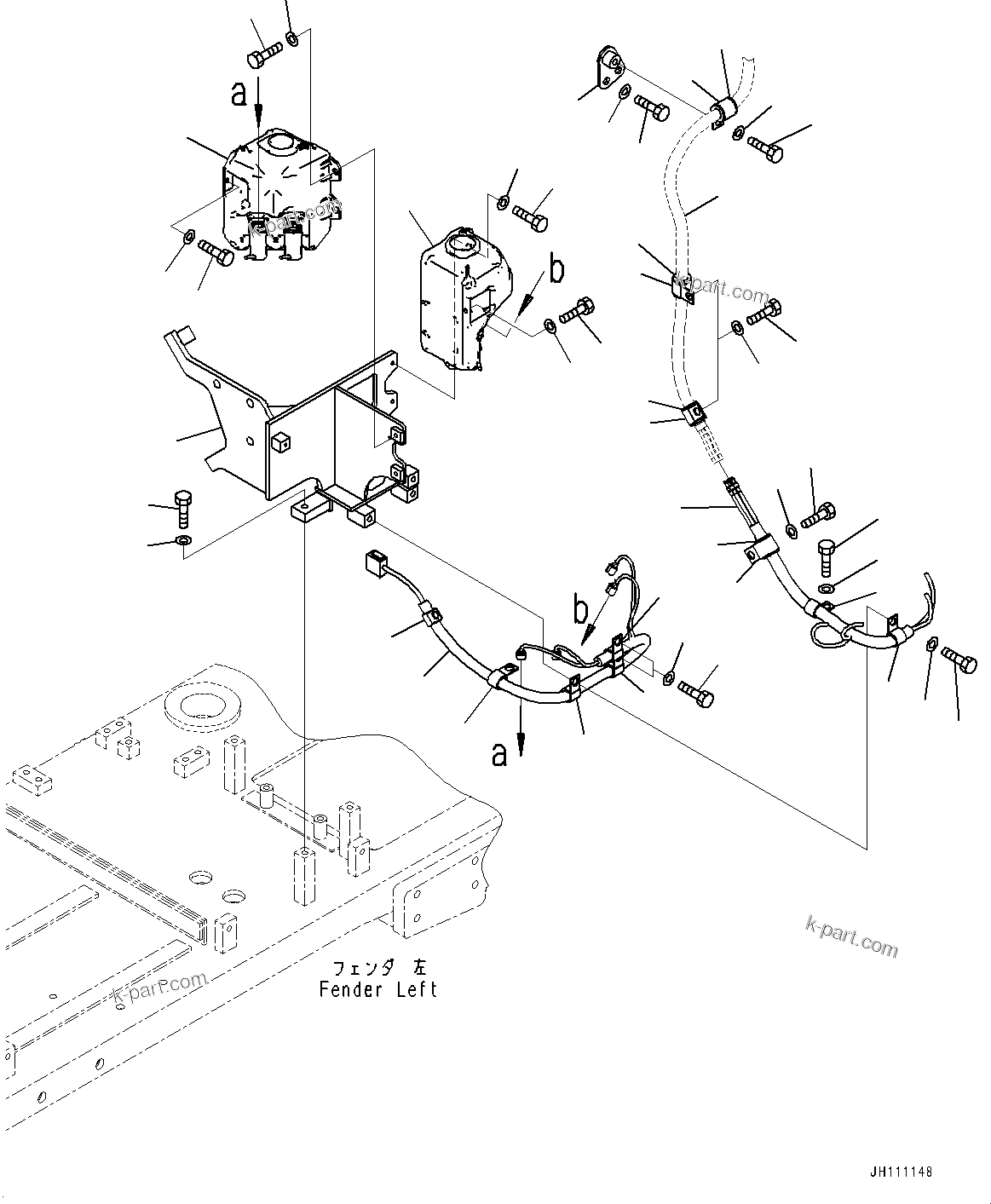 Komatsu parts book diagram for D475A-8E0 S/N 51001-UP: WINDOW WASHER TANK, (#50001-)
