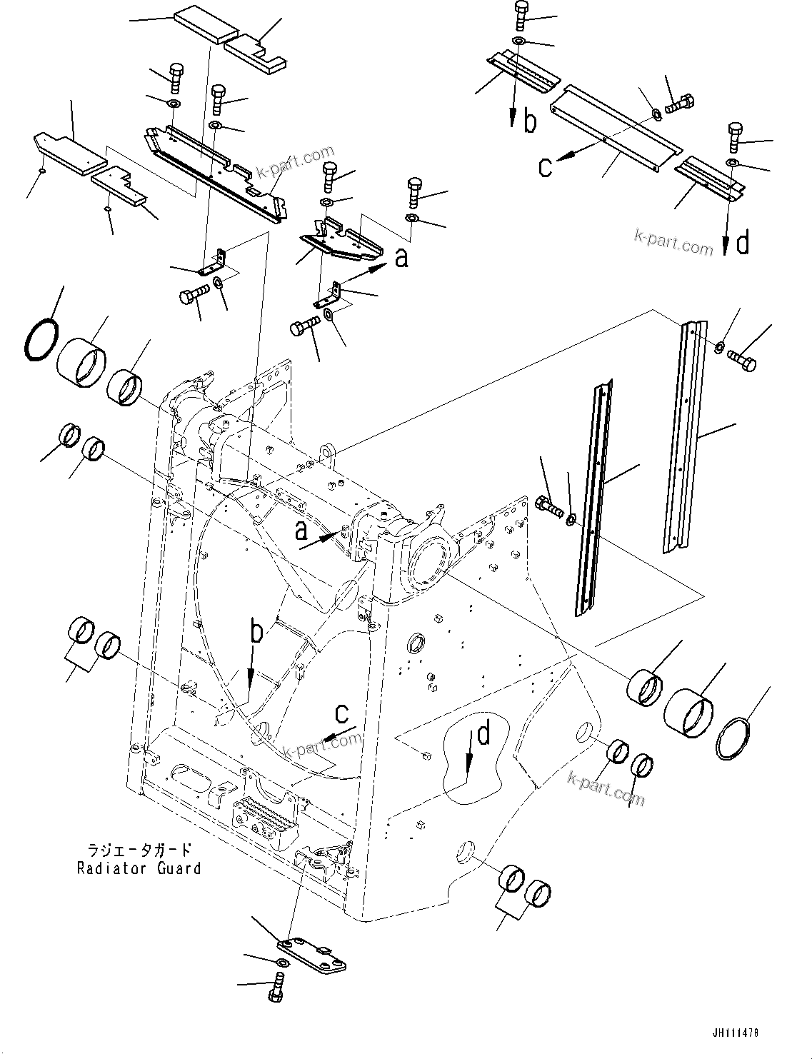Komatsu parts book diagram for D475A-8E0 S/N 51001-UP: RADIATOR GUARD, COVER (1/2)(#51001-)