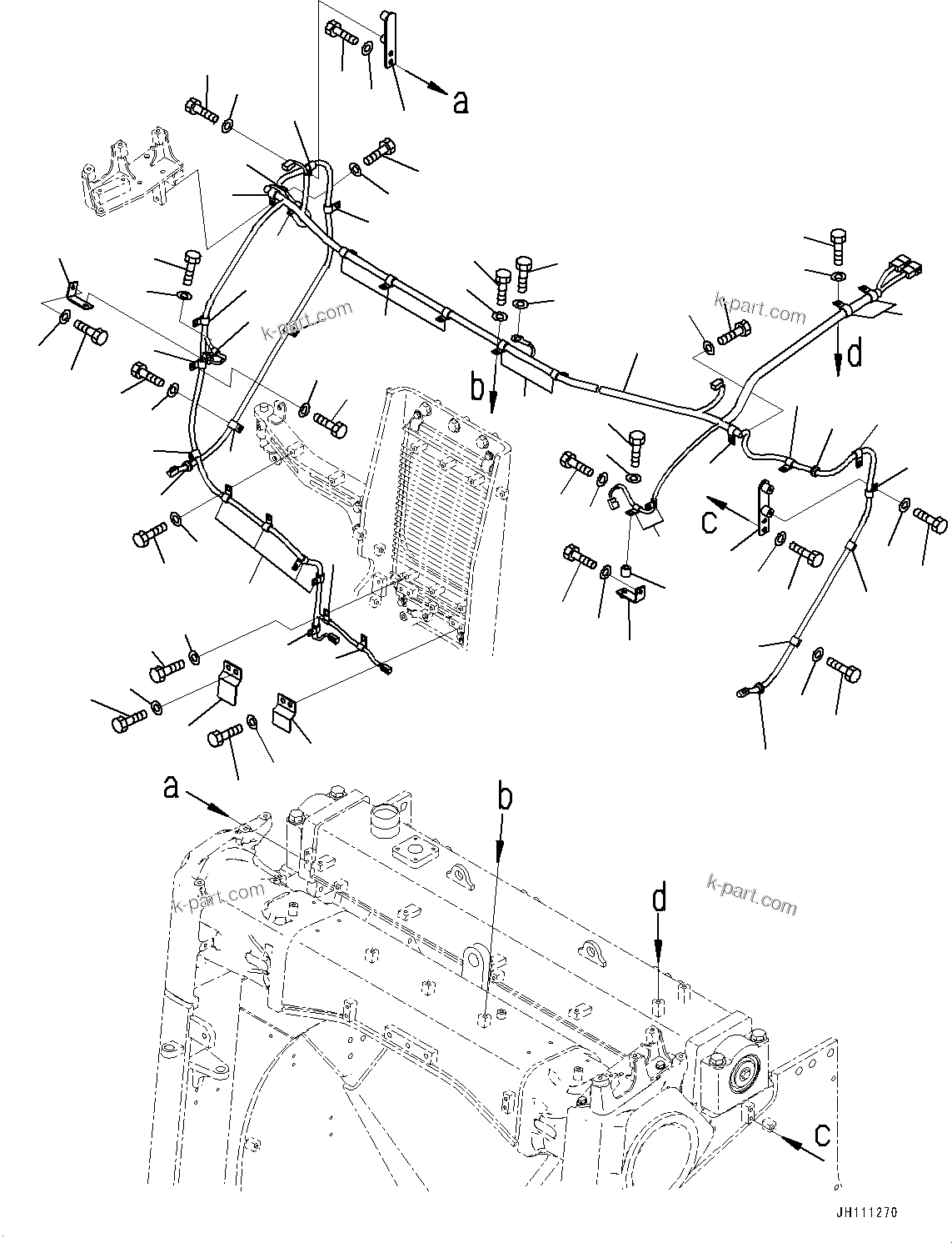 Komatsu parts book diagram for D475A-8E0 S/N 51001-UP: RADIATOR GUARD, WIRING HARNESS(#51001-)