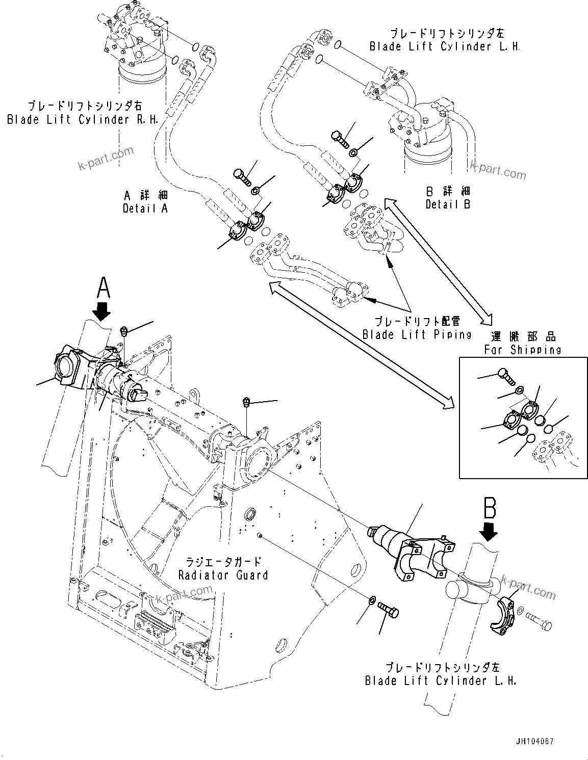 Komatsu parts book diagram for D475A-8E0 S/N 51001-UP: RADIATOR GUARD, BLADE LIFT CYLINDER YOKE(#51001-)