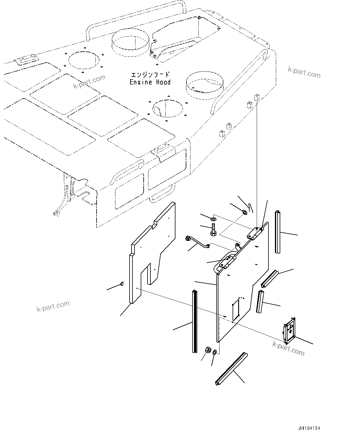 Komatsu parts book diagram for D475A-8E0 S/N 51001-UP: ENGINE HOOD AND SIDE COVER GROUP, SIDE COVER TOP, L.H. (2/2)(#50029-)