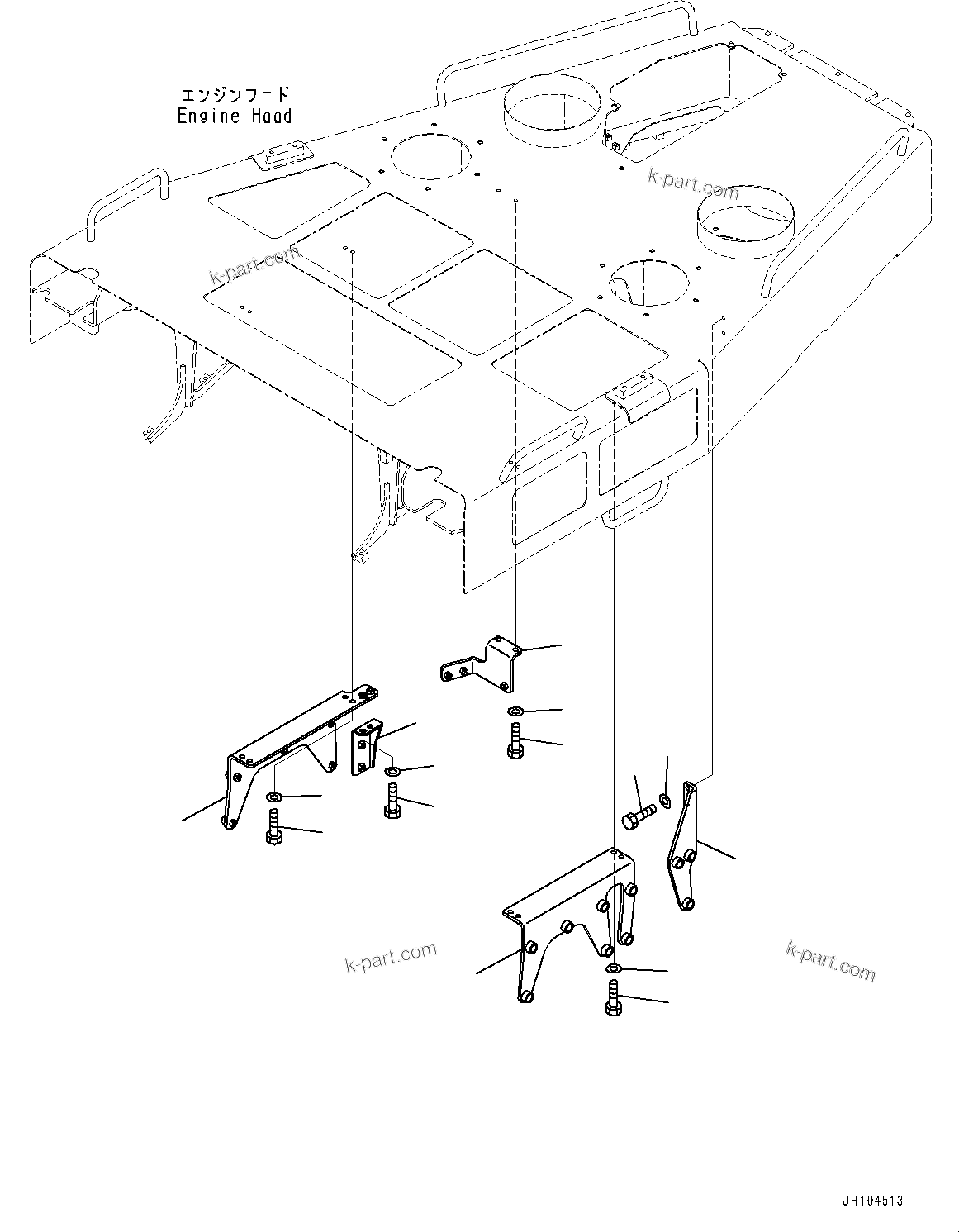 Komatsu parts book diagram for D475A-8E0 S/N 51001-UP: ENGINE HOOD AND SIDE COVER GROUP, BRACKET(#50029-)