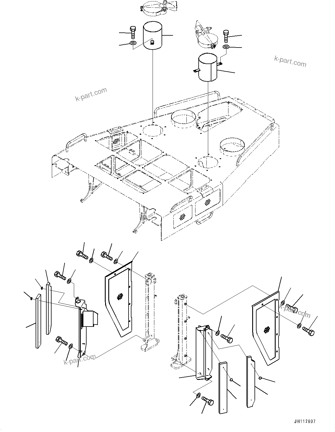 Komatsu parts book diagram for D475A-8E0 S/N 51001-UP: ENGINE HOOD AND SIDE COVER GROUP, SIDE COVER (2/2)(#50029-)