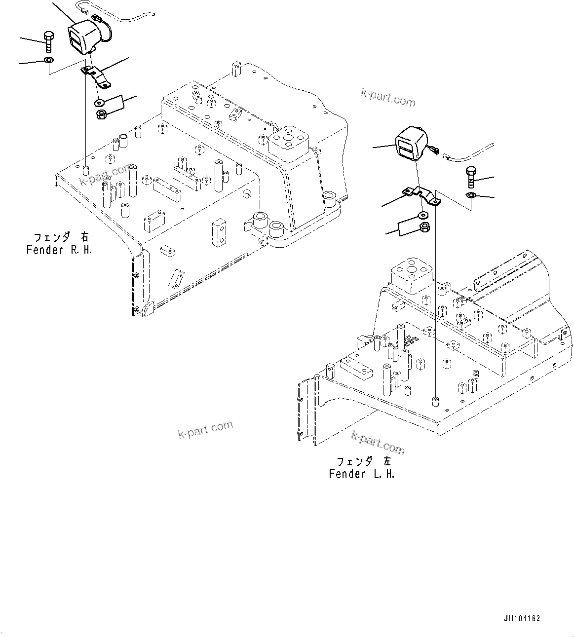 Komatsu parts book diagram for D475A-8E0 S/N 51001-UP: FENDER, WORKING LAMP(#51001-)
